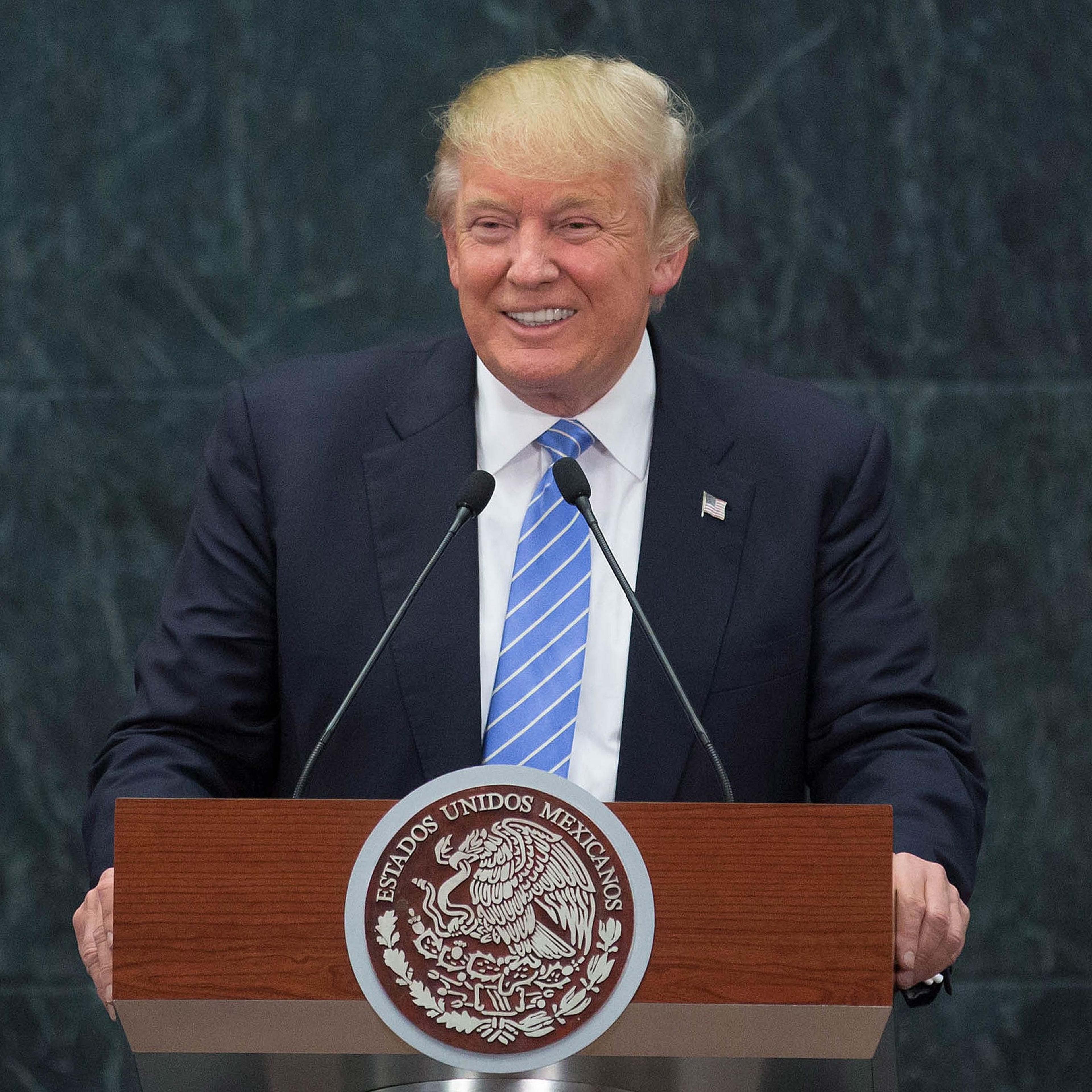 US Republican presidential candidate, Donald Trump speaks during a press conference with President of Mexico Enrique Pena Nieto (not seen) at Los Pinos presidential residence, in Mexico City, Mexico on August 31, 2016.