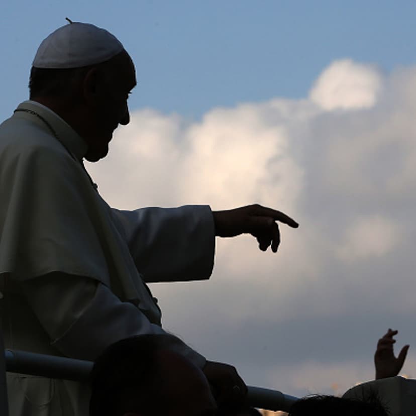 Pope Francis waves to the faithful as he arrives in St. Peter's Square for a meeting with the Roman Diocesans on June 14, 2015 in Vatican City, Vatican.
