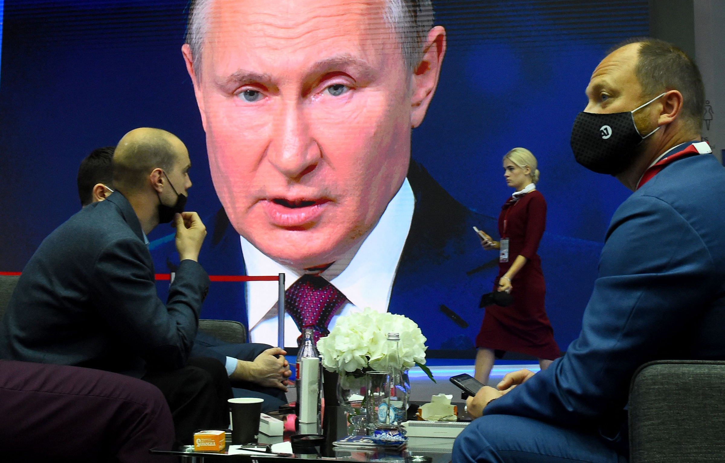 Putin speaking at the St. Petersburg International Economic Forum (SPIEF) on June 4,