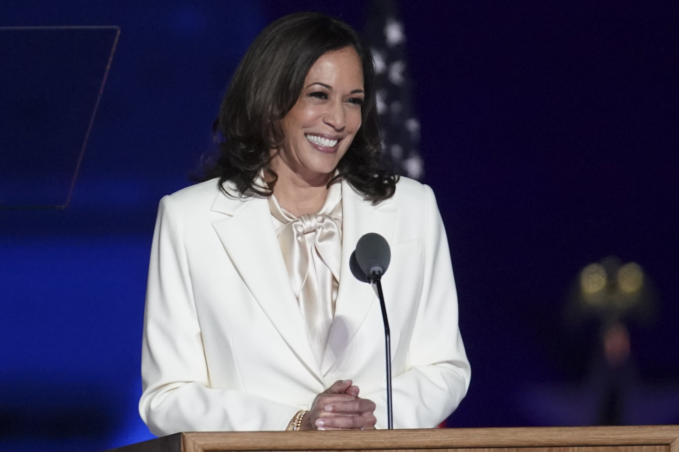 Kamala Harris delivers remarks upon defeating Donald J. Trump