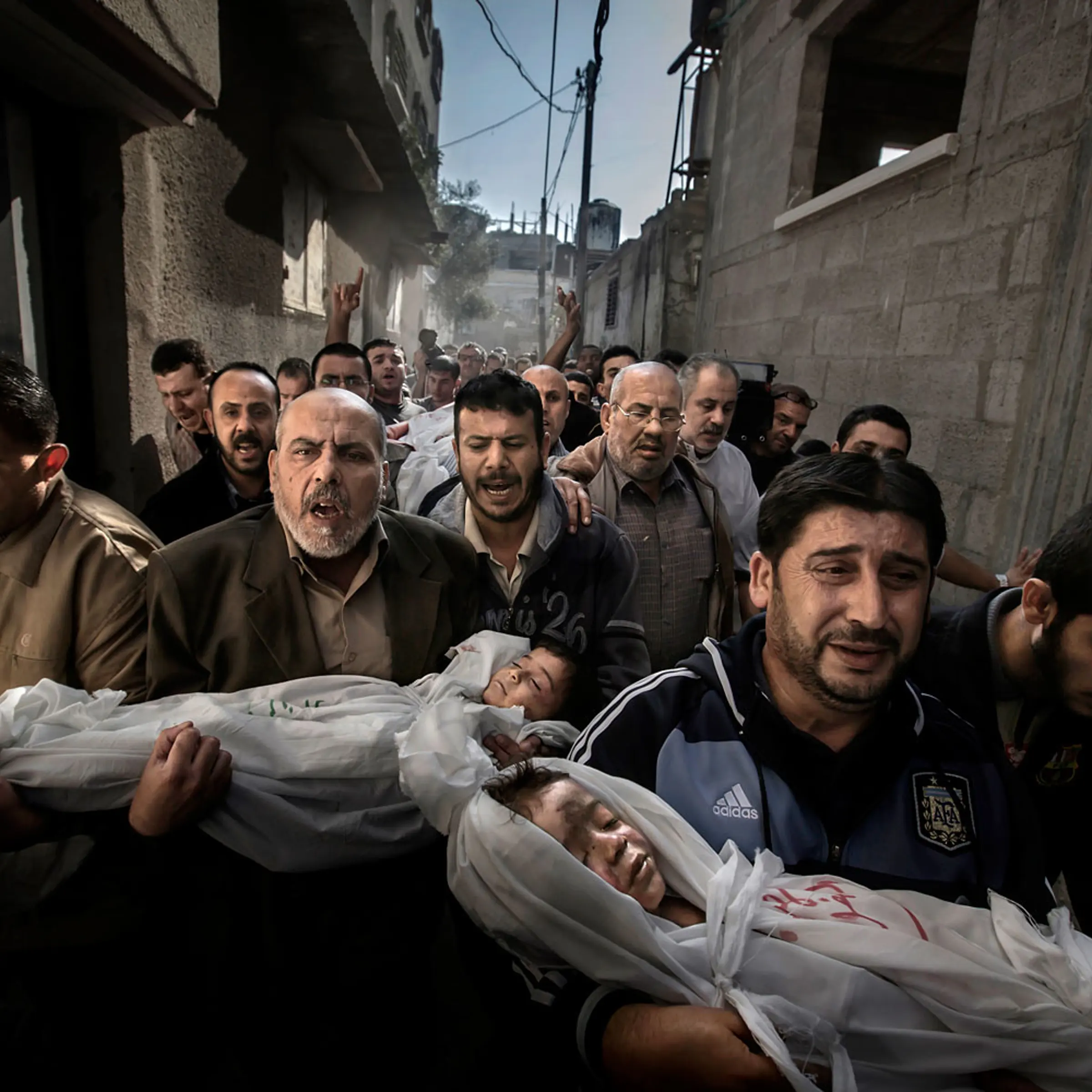 World Press Photo of the Year 2012. 20 November 2012, Gaza City, Palestinian Territories. Two-year-old Suhaib Hijazi and her three-year-old brother Muhammad were killed when their house was destroyed by an Israeli missile strike. Their father, Fouad, was
