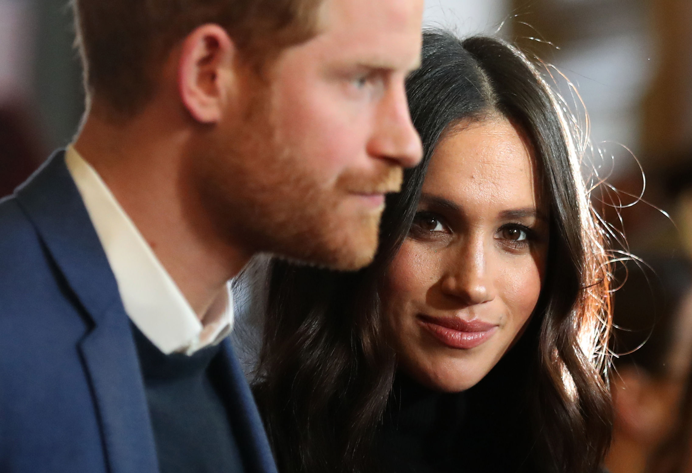 Prince Harry and Meghan Markle attend a reception at the Palace of Holyroodhouse on Feb. 13, 2018 in Edinburgh, Scotland.