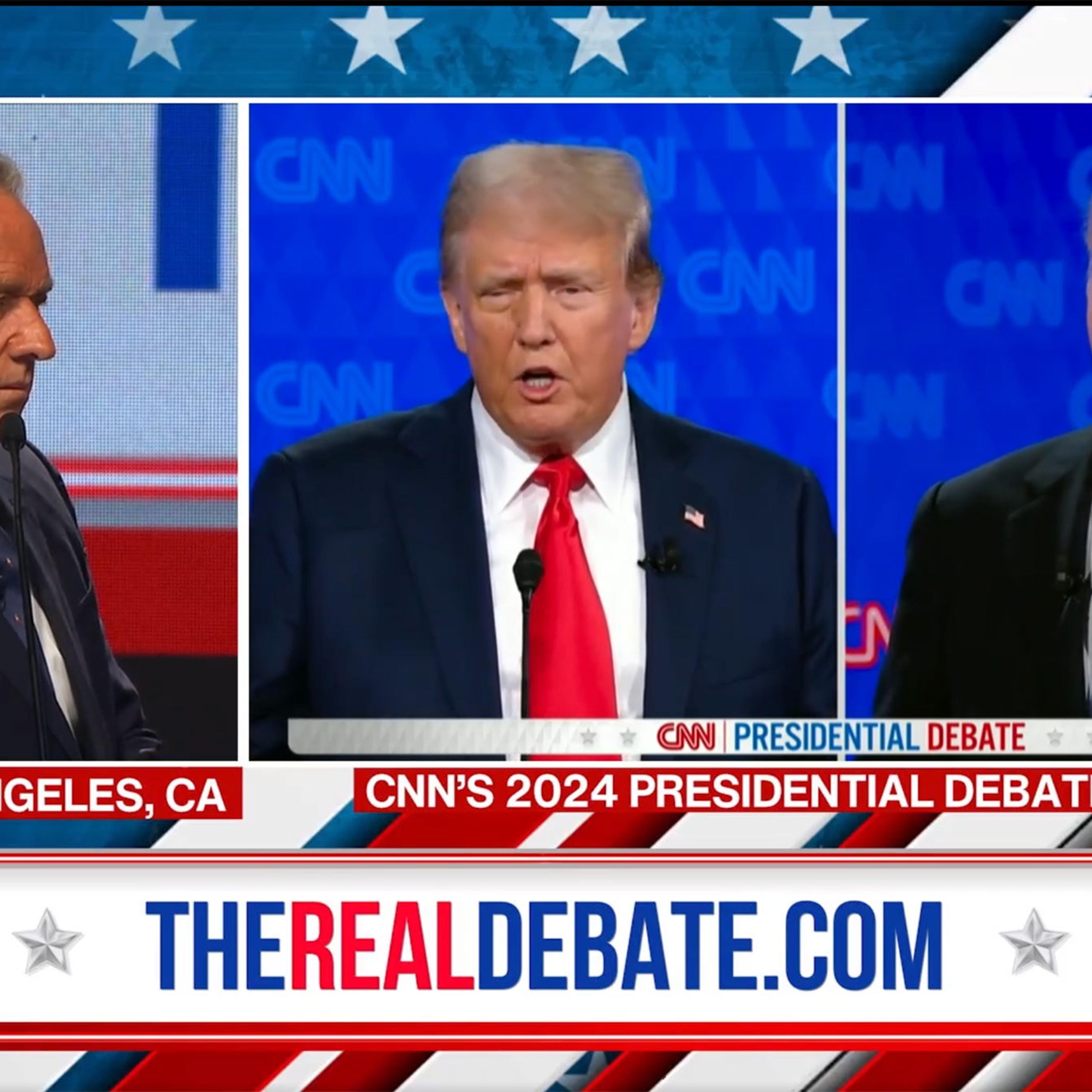 Robert F. Kennedy Jr. participates in his own debate, called “The Real Debate”, that stream alongside the CNN debate.