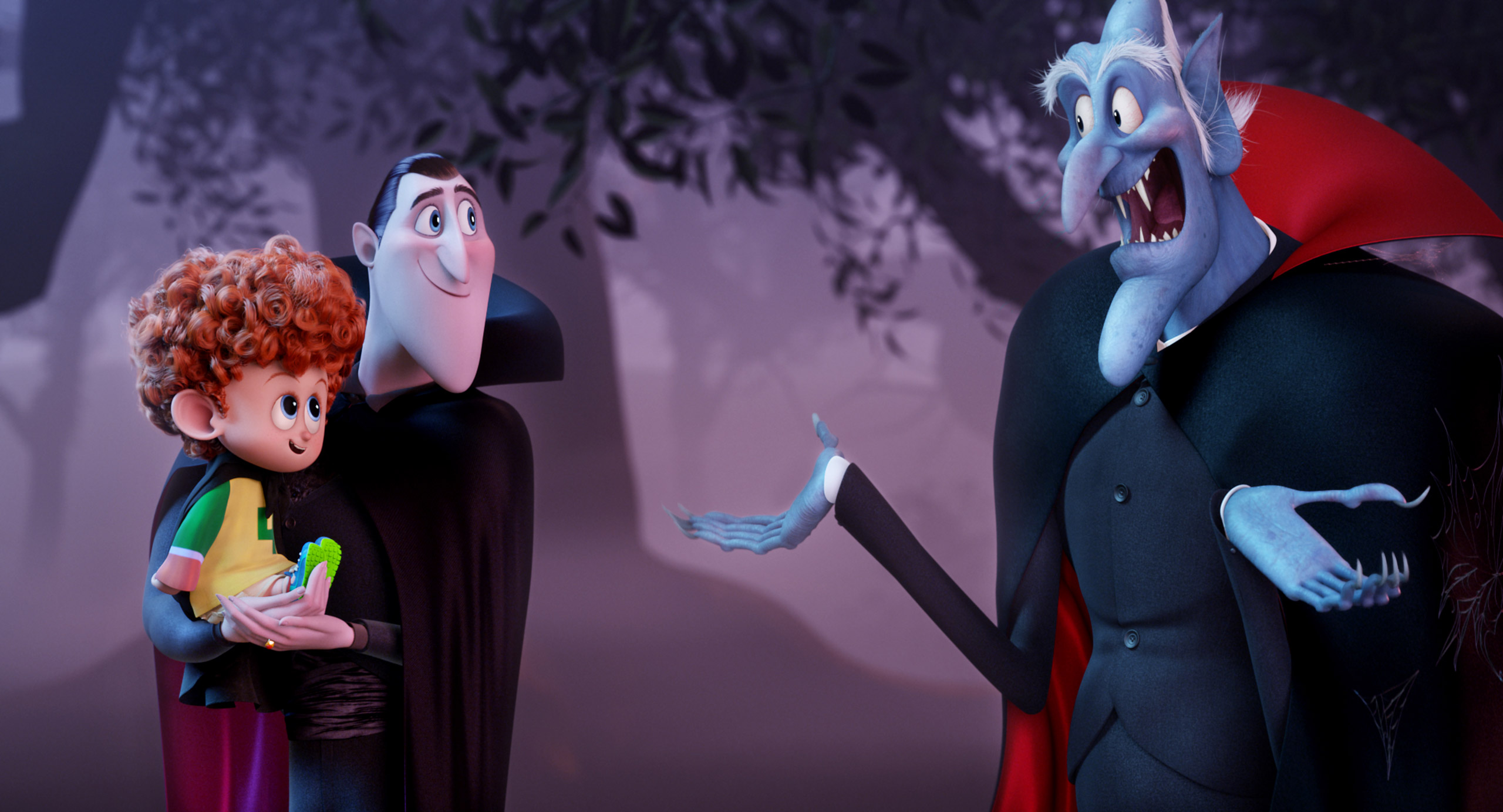 Dennis (Asher Blinkoff), Dracula (Adam Sandler) and Vlad (Mel Brooks) in Columbia Pictures and Sony Pictures Animation's HOTEL TRANSYLVANIA 2.