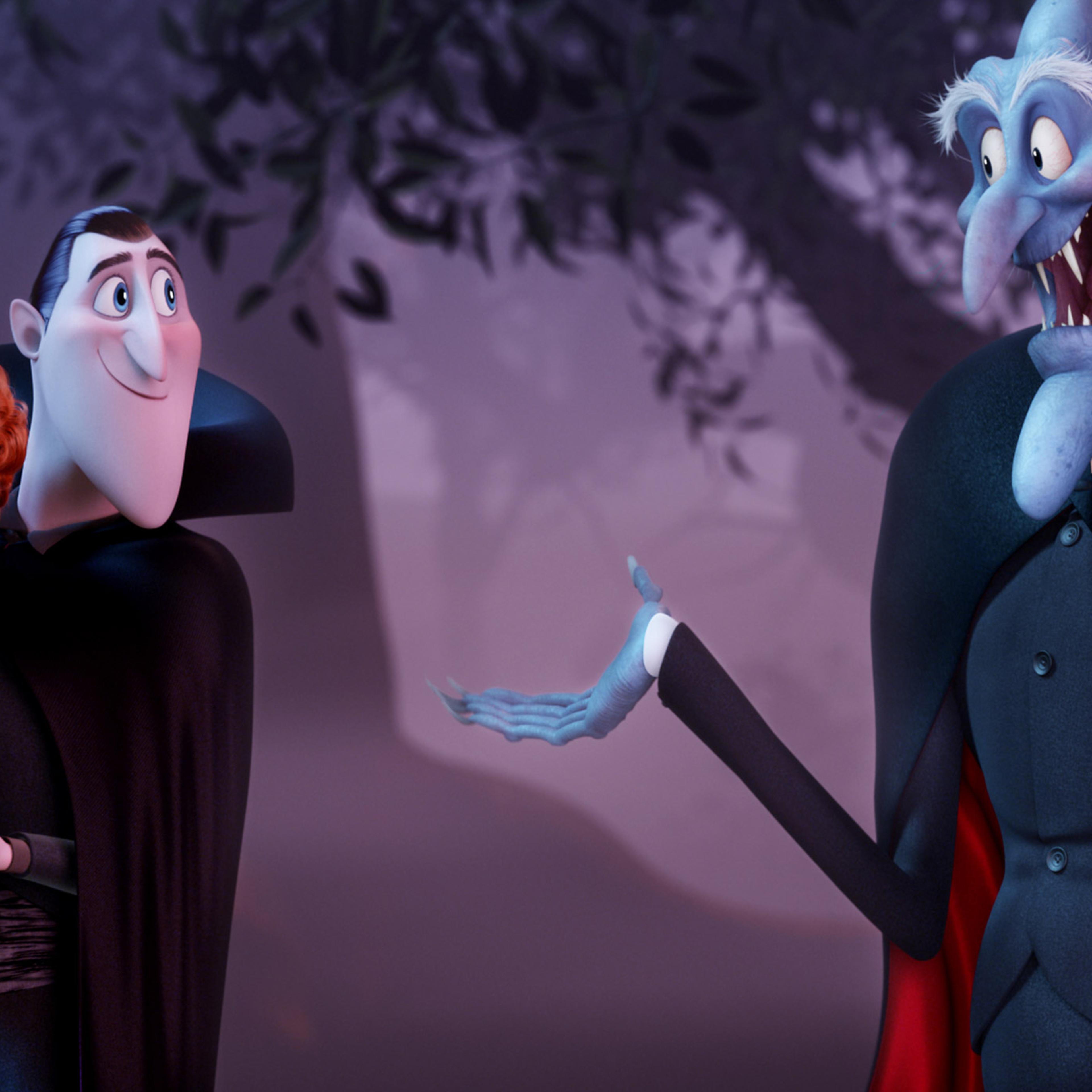 Dennis (Asher Blinkoff), Dracula (Adam Sandler) and Vlad (Mel Brooks) in Columbia Pictures and Sony Pictures Animation's HOTEL TRANSYLVANIA 2.