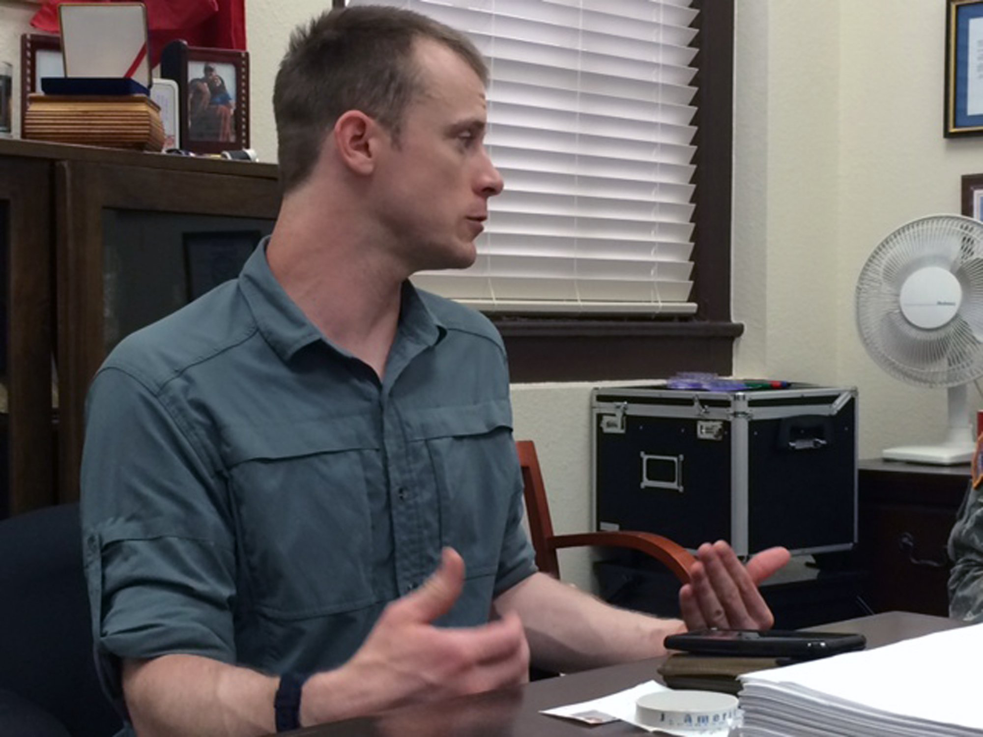 Sgt. Bowe Bergdahl preparing to be interviewed by Army investigators in Aug. 2014.