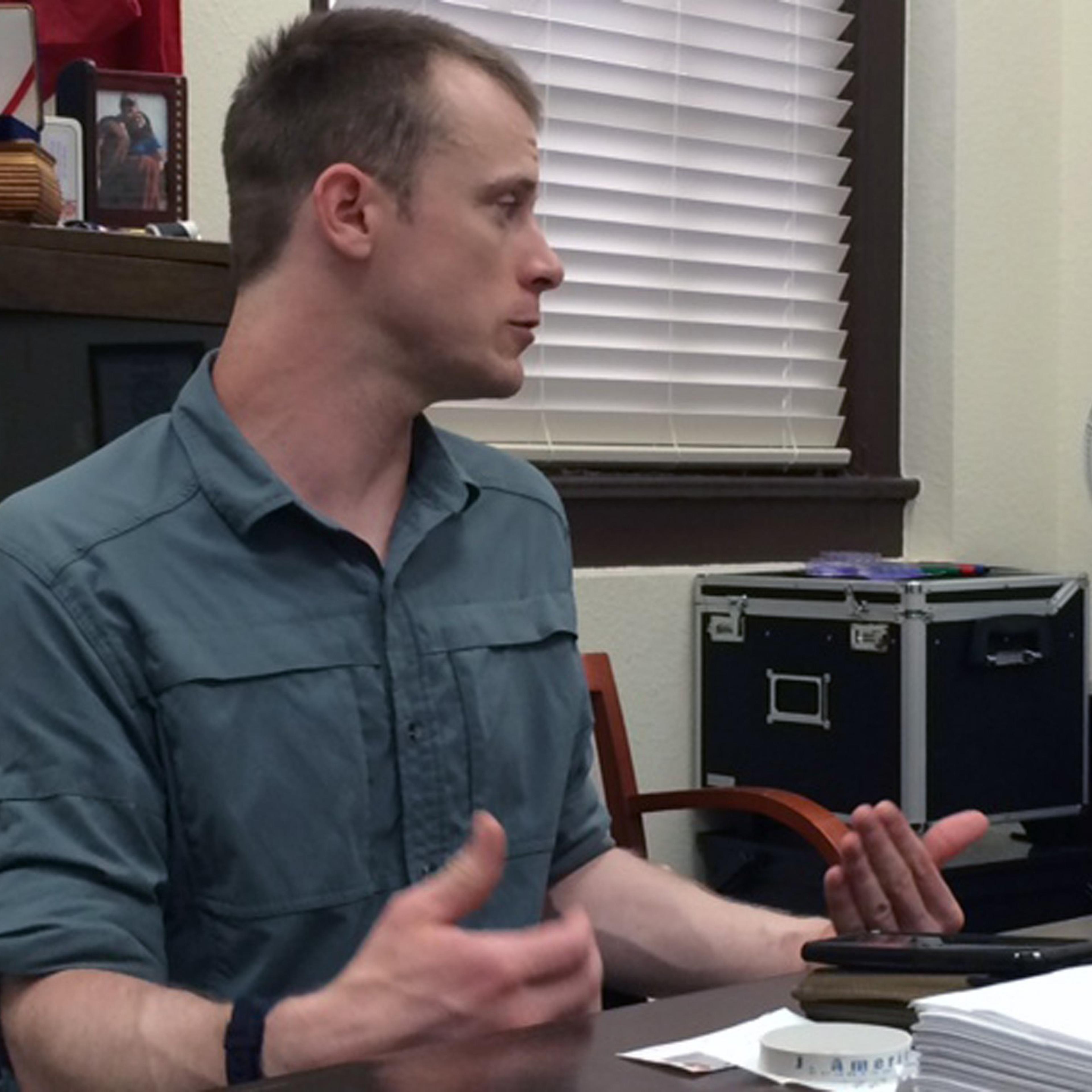 Sgt. Bowe Bergdahl preparing to be interviewed by Army investigators in Aug. 2014.