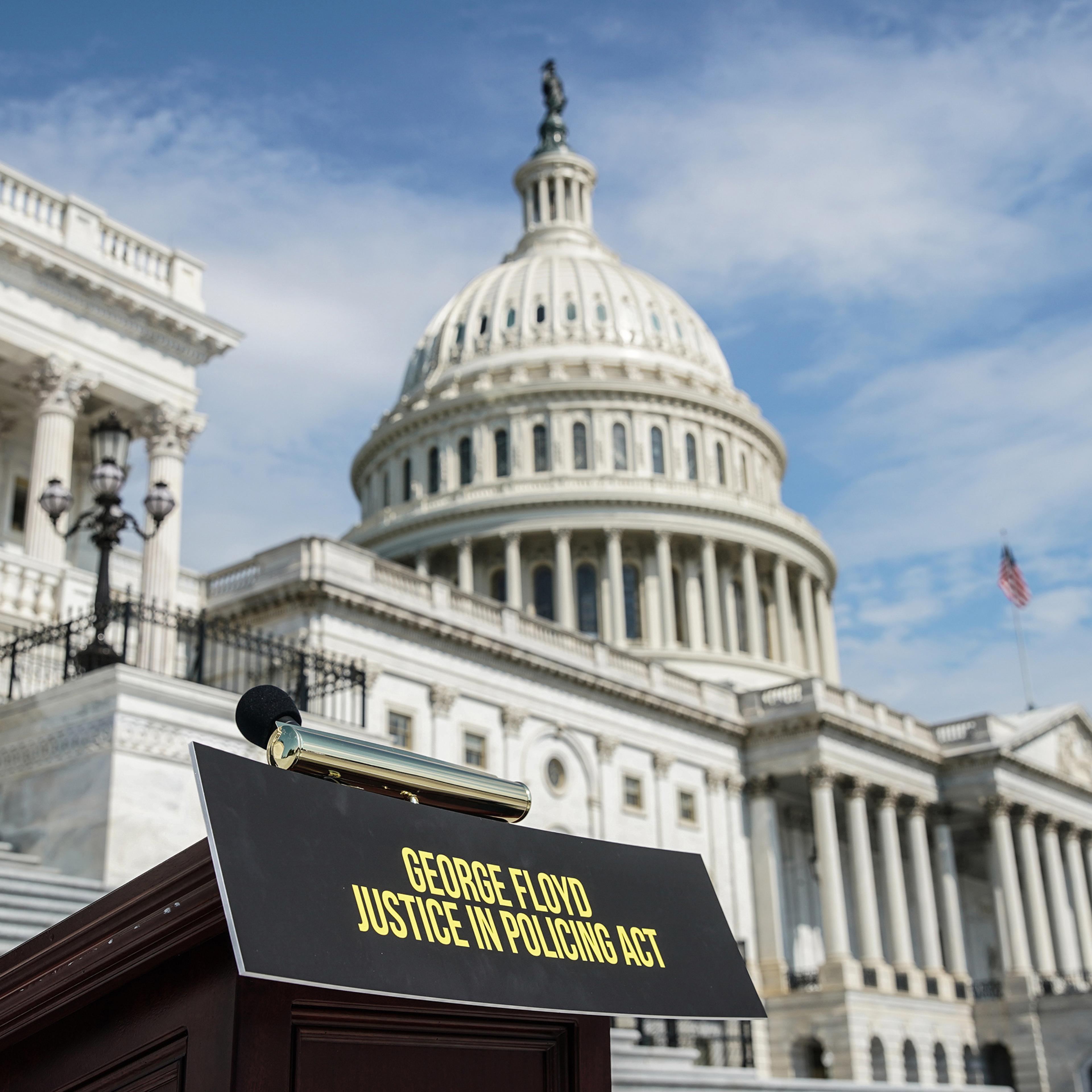 A press briefing is held prior to the House vote on the George Floyd Justice in Policing Act on Capitol Hill in Washington, D.C., on June 25, 2020.