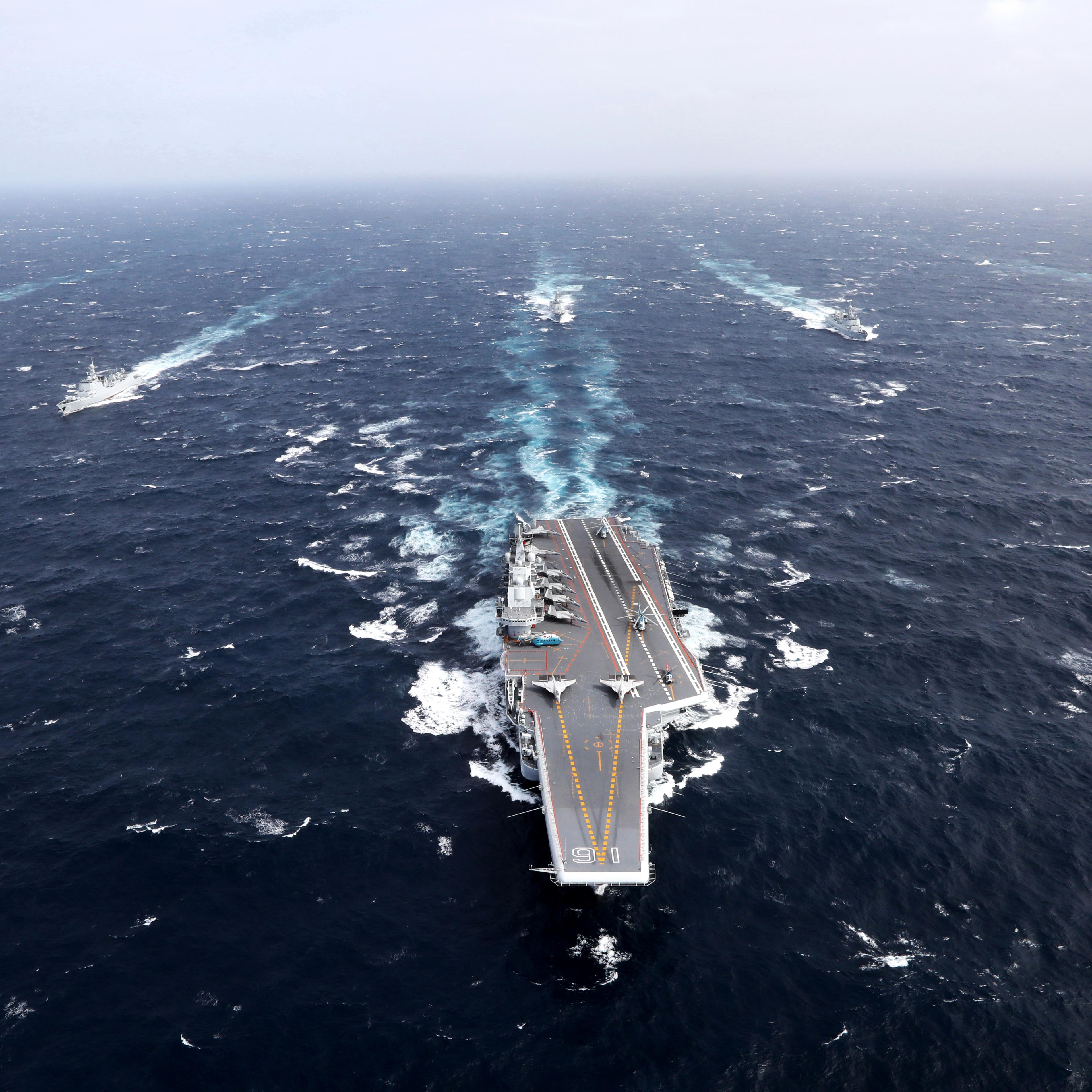 Chinese Aircraft Carrier Fleet Drills In South China Sea