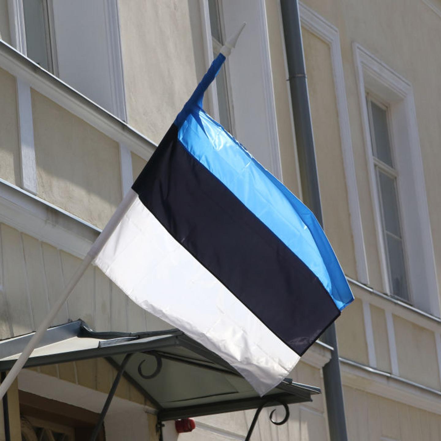 Estonian flag as seen in Tallinn, Estonia on Apr. 30, 2019.