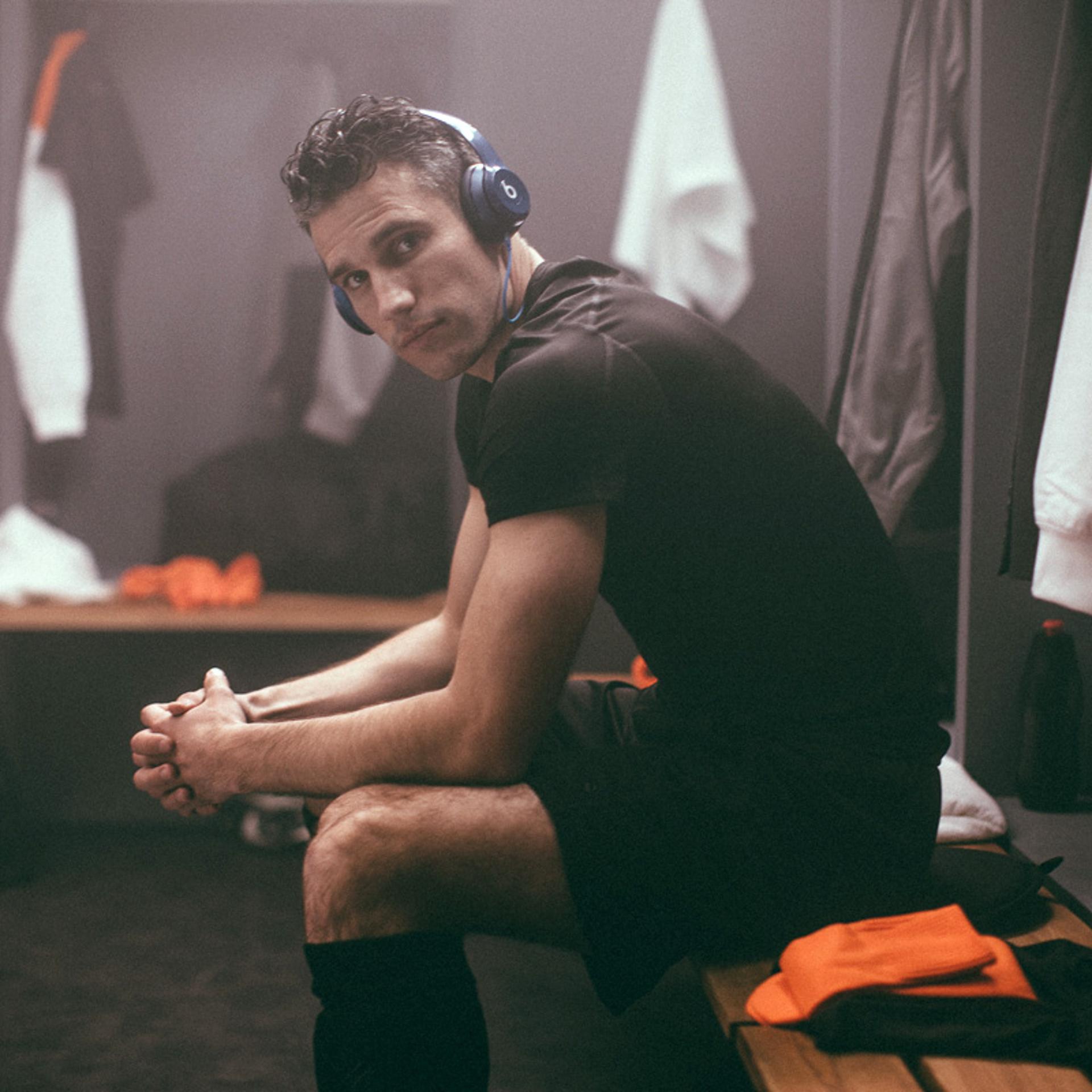 Robin van Persie of Holland featured in the Beats by Dr. Dre 2014 World Cup commercial, directed by photographer Nabil Elderkin.