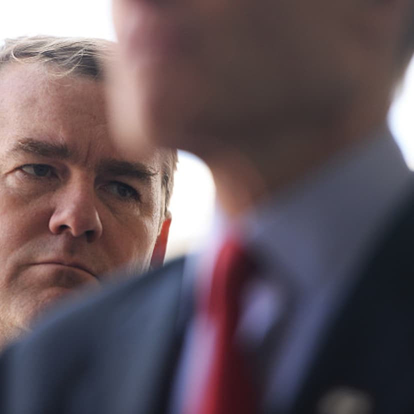 U.S. Senator Michael Bennet, D, joined other law makers during a walk though inspection of the new VA hospital construction site in Aurora, April 24, 2015.