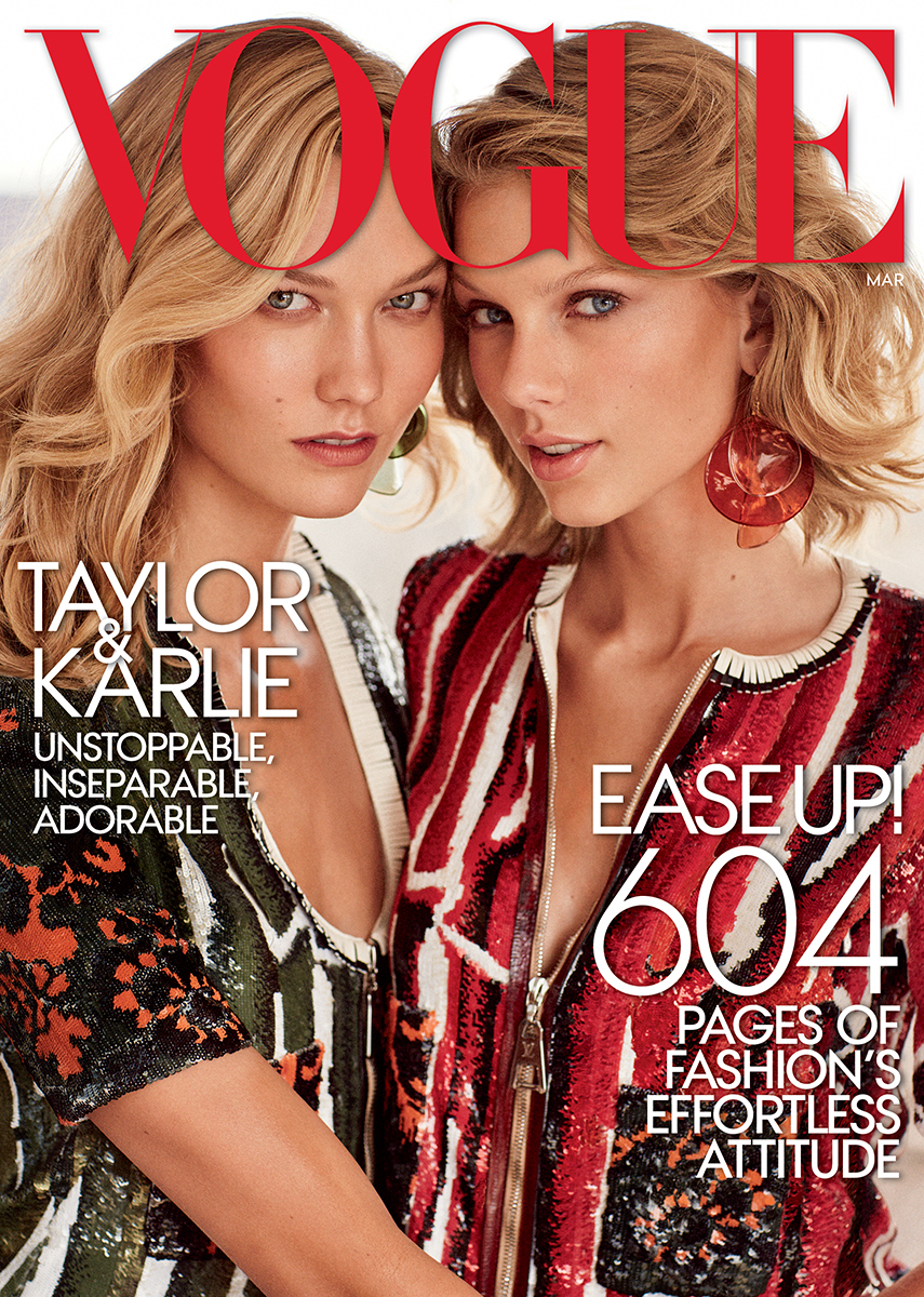Karlie Kloss and Taylor Swift on the March 2015 cover of Vogue