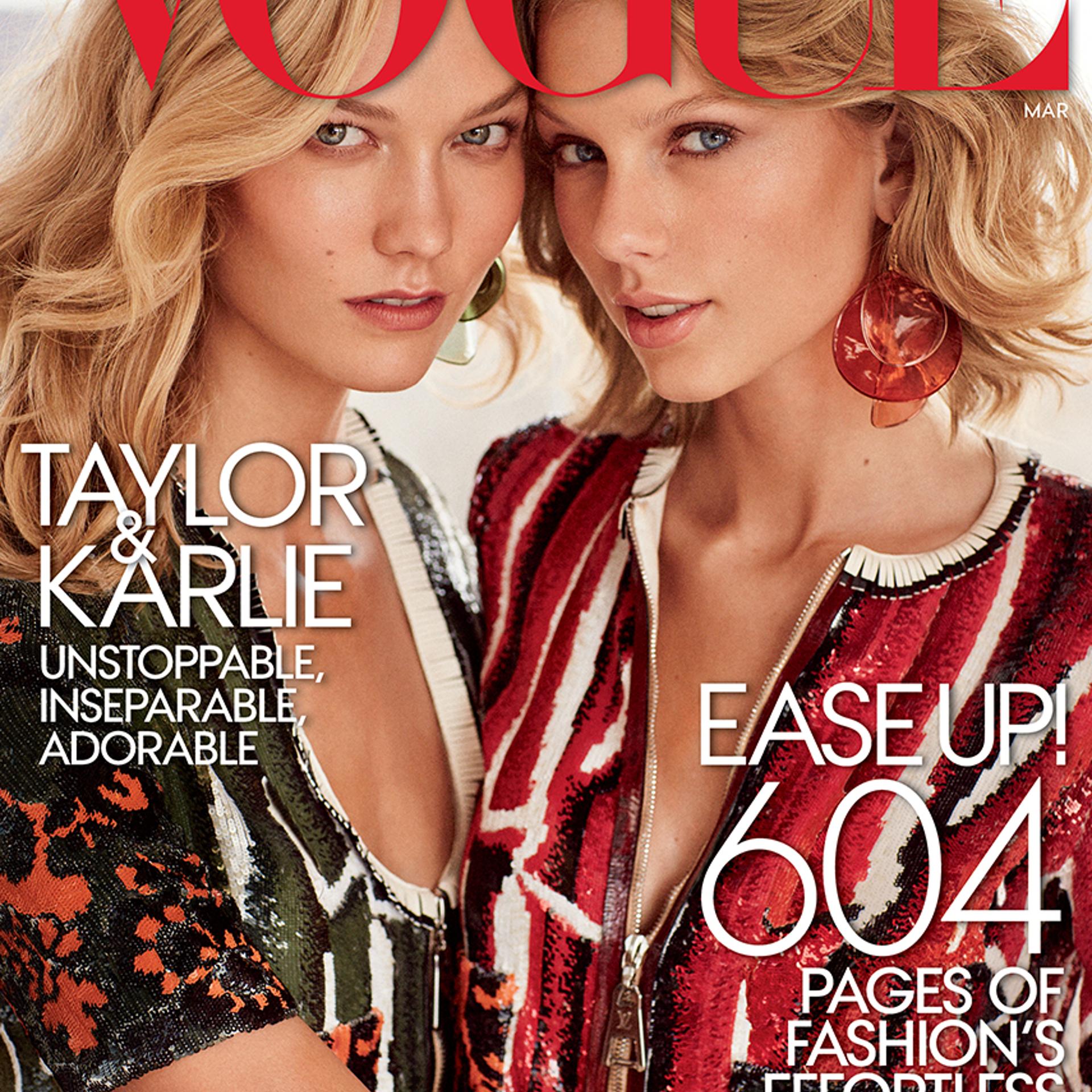 Karlie Kloss and Taylor Swift on the March 2015 cover of Vogue