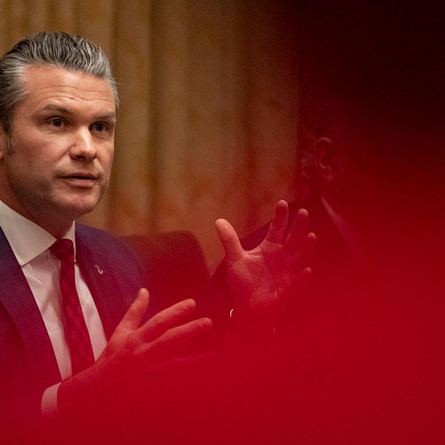 Defense Secretary Pete Hegseth speaks in front of President Donald Trump during a cabinet meeting at the White House in Washington, D.C. on Dec. 2, 2025.