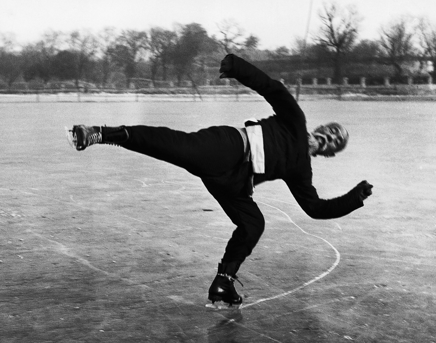 Wu Tang-shen, a 66-year-old avid ice skater in China, 1946.