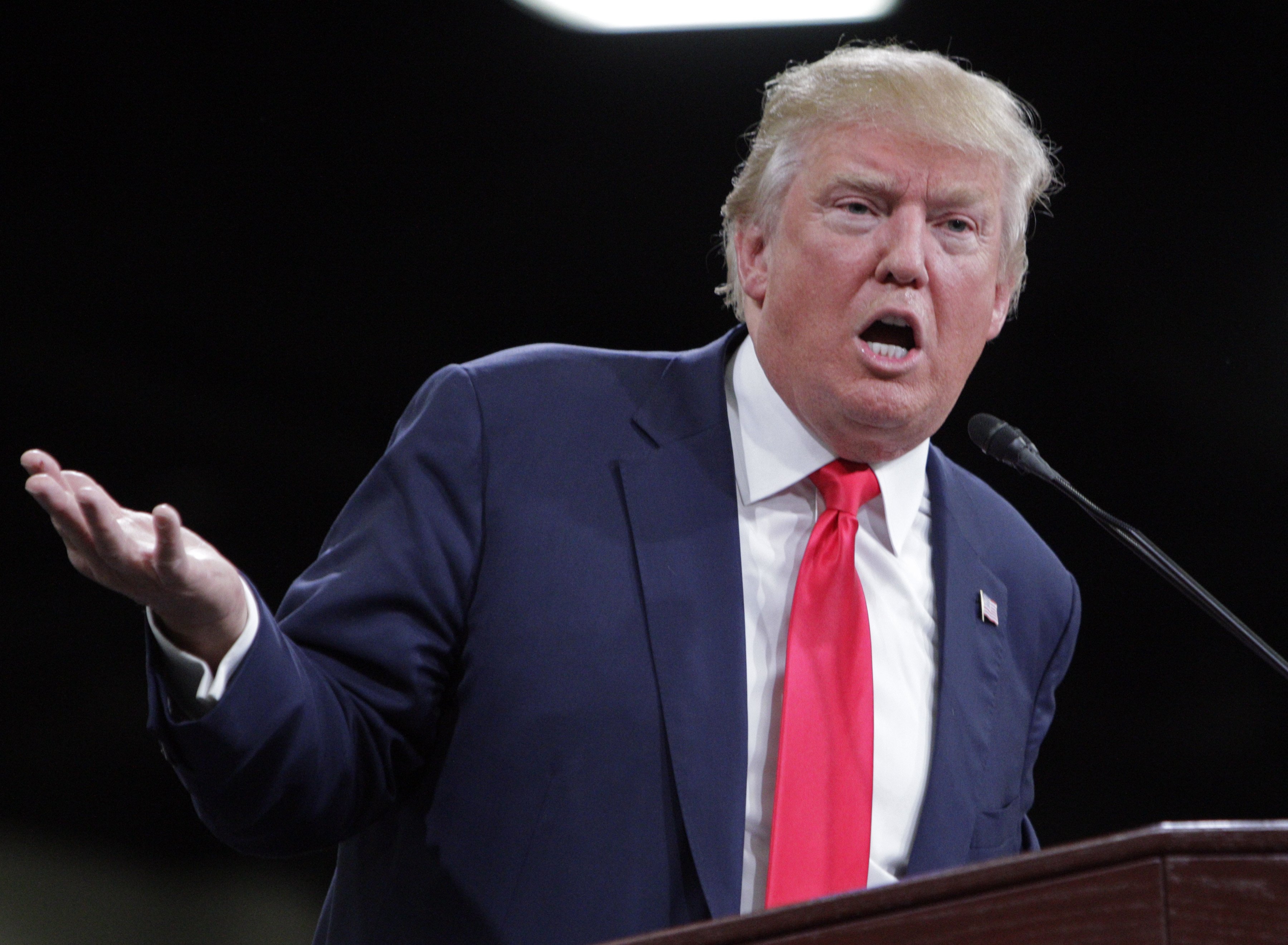 Republican presidential candidate Donald Trump speaks during a campaign stop in Knoxville, Tenn. on Nov. 16, 2015.