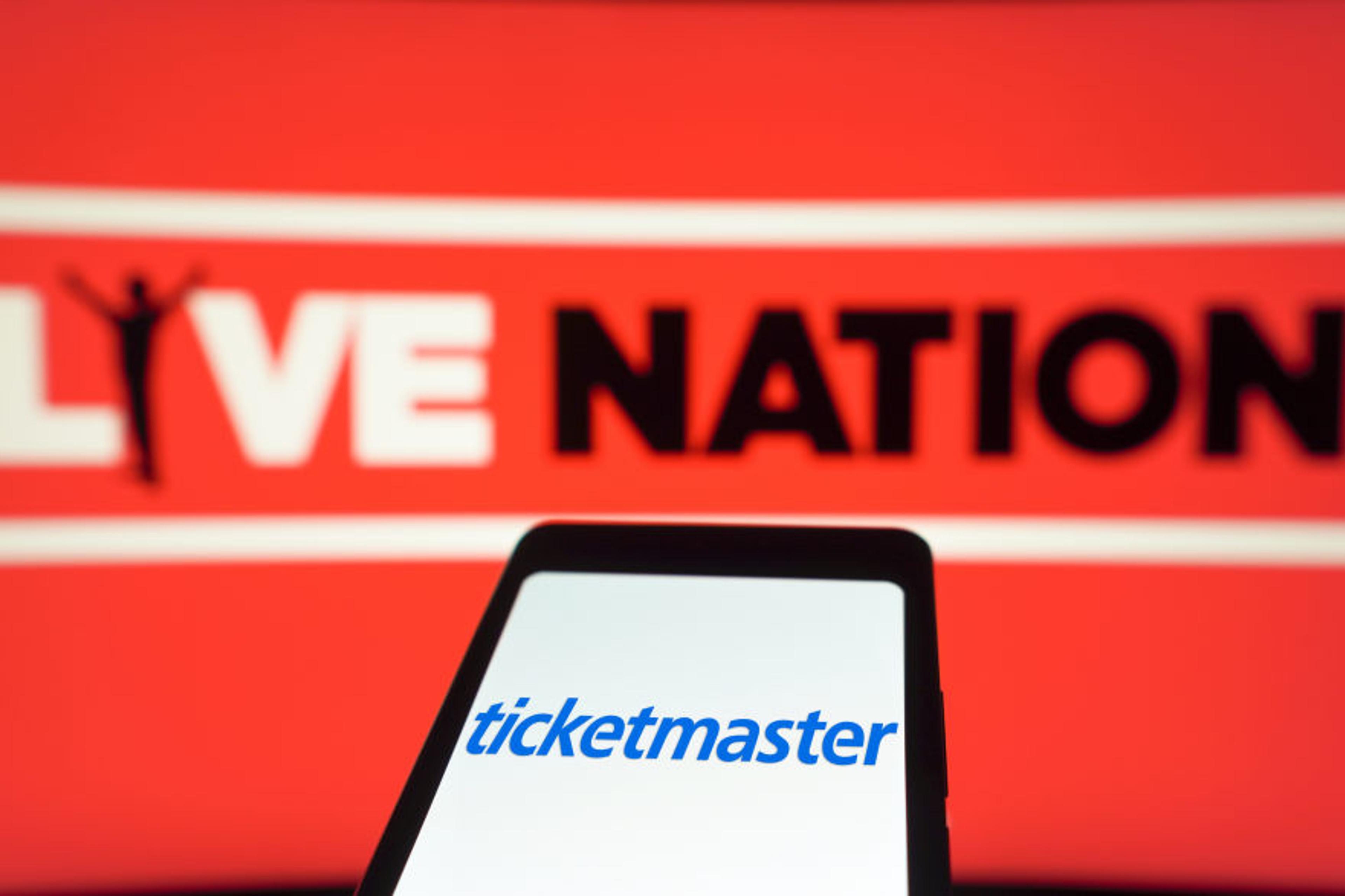 In this photo illustration, the Ticketmaster logo is
