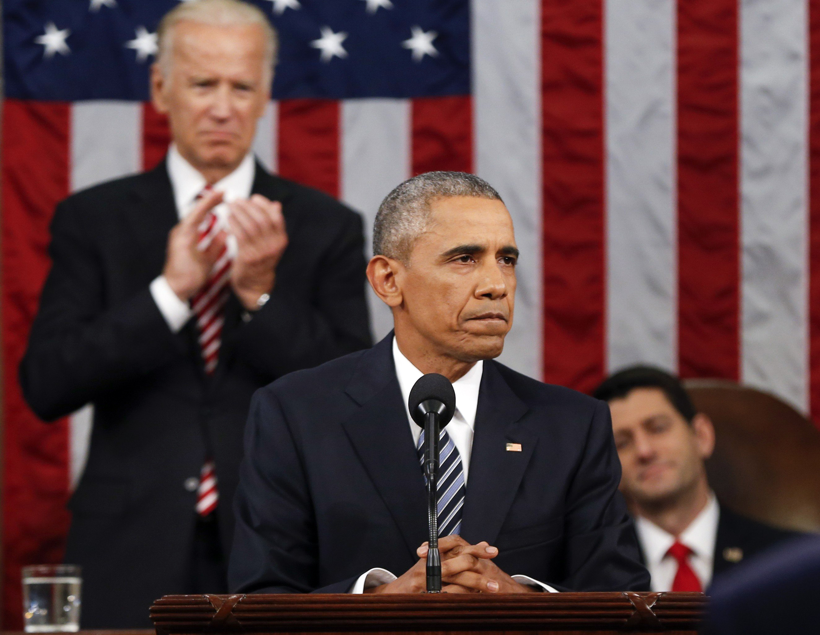 President Barack Obama delivers the State of the Union address before a joint session of Congress on Capitol Hill in Washington, Tuesday, Jan. 12, 2016.