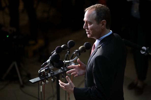 House Intelligence Committee ranking member Rep. Adam Schiff (D-CA) talks to reporters following a closed-door meeting with CIA Director Mike Pompeo at the U.S. Capitol May 16, 2017 in Washington, DC.