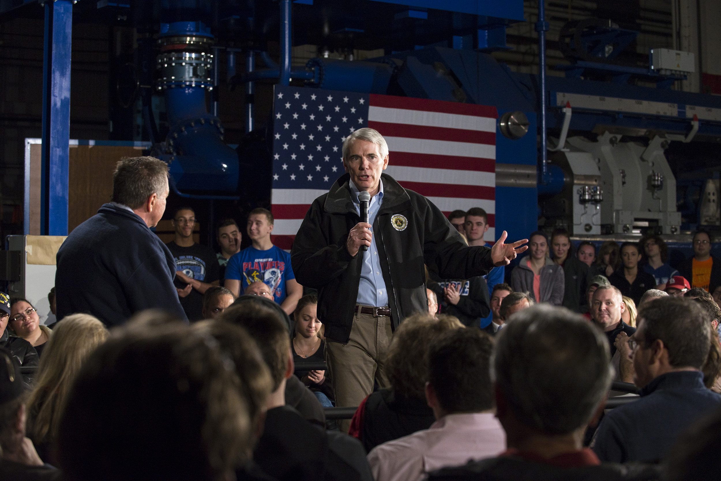 Ohio Senator Rob Portman speaks to supporters at a town hall meeting in Youngstown, Ohio on March 14, 2016.