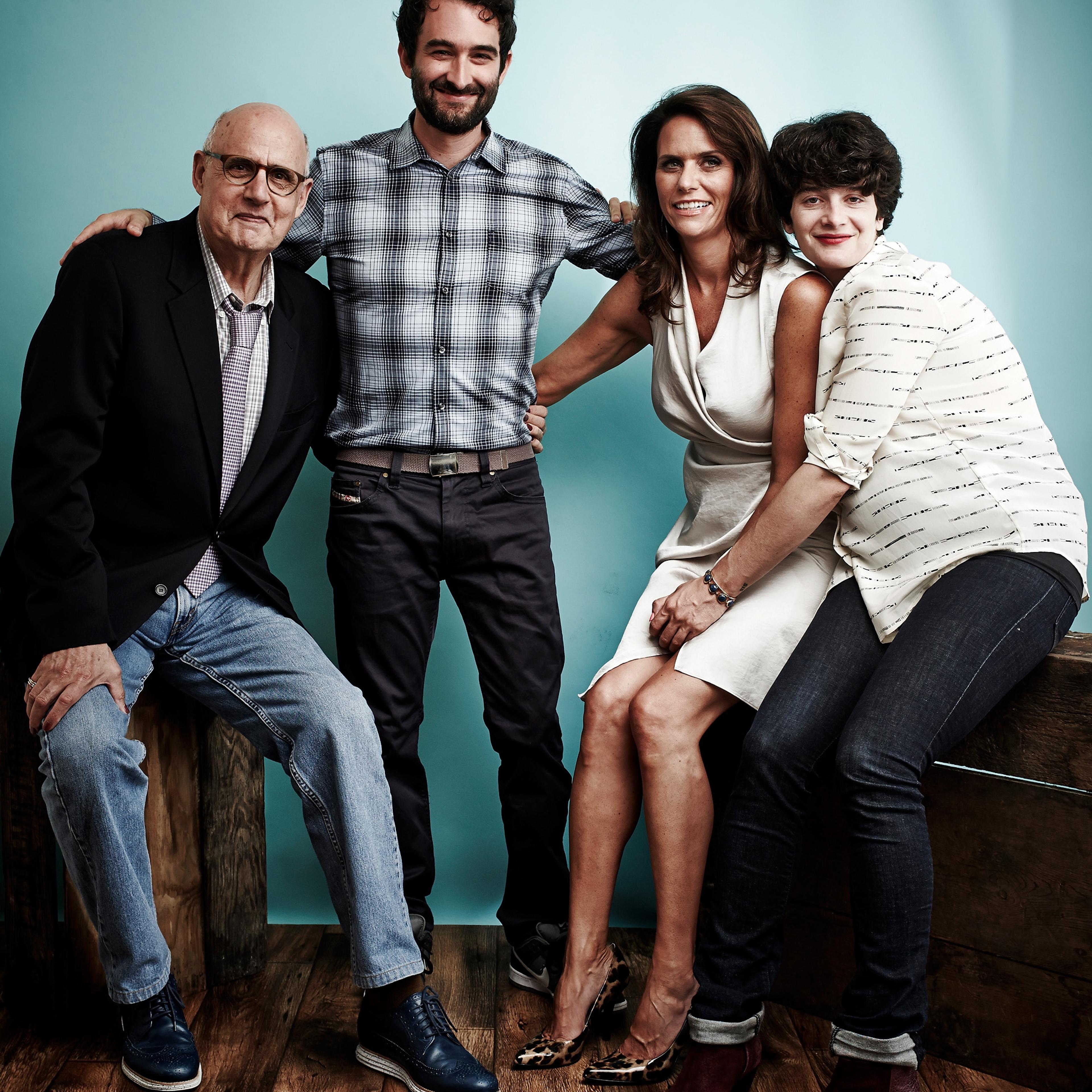 (L-R) Actors Jeffrey Tambor, Jay Duplass, Amy Landecker and Gaby Hoffmann from 'Transparent' pose for a portrait during 2014 Television Critics Association Summer Tour on July 12, 2014 in Beverly Hills, Calif.