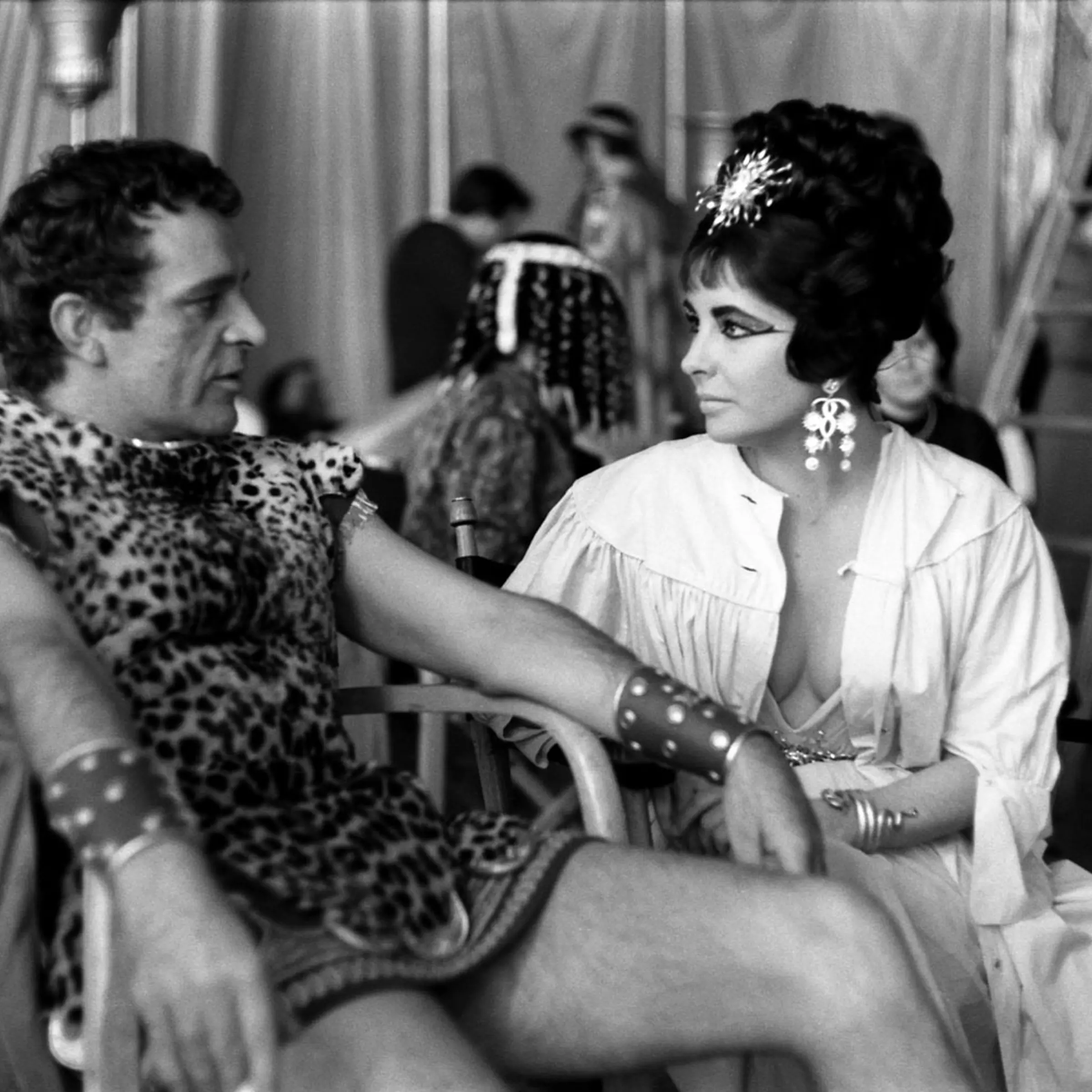 Richard Burton and Elizabeth Taylor on the set of 'Cleopatra,' Rome, 1962.