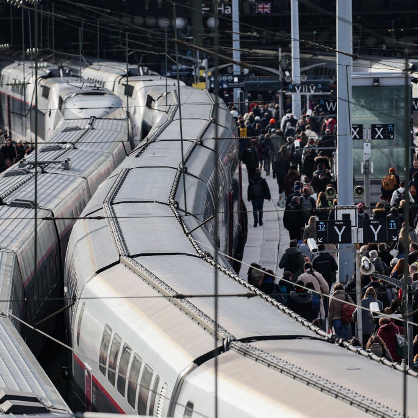 Passengers disembark an Inoui train at Gare du Nord train station in Paris, on Feb. 15, 2024.