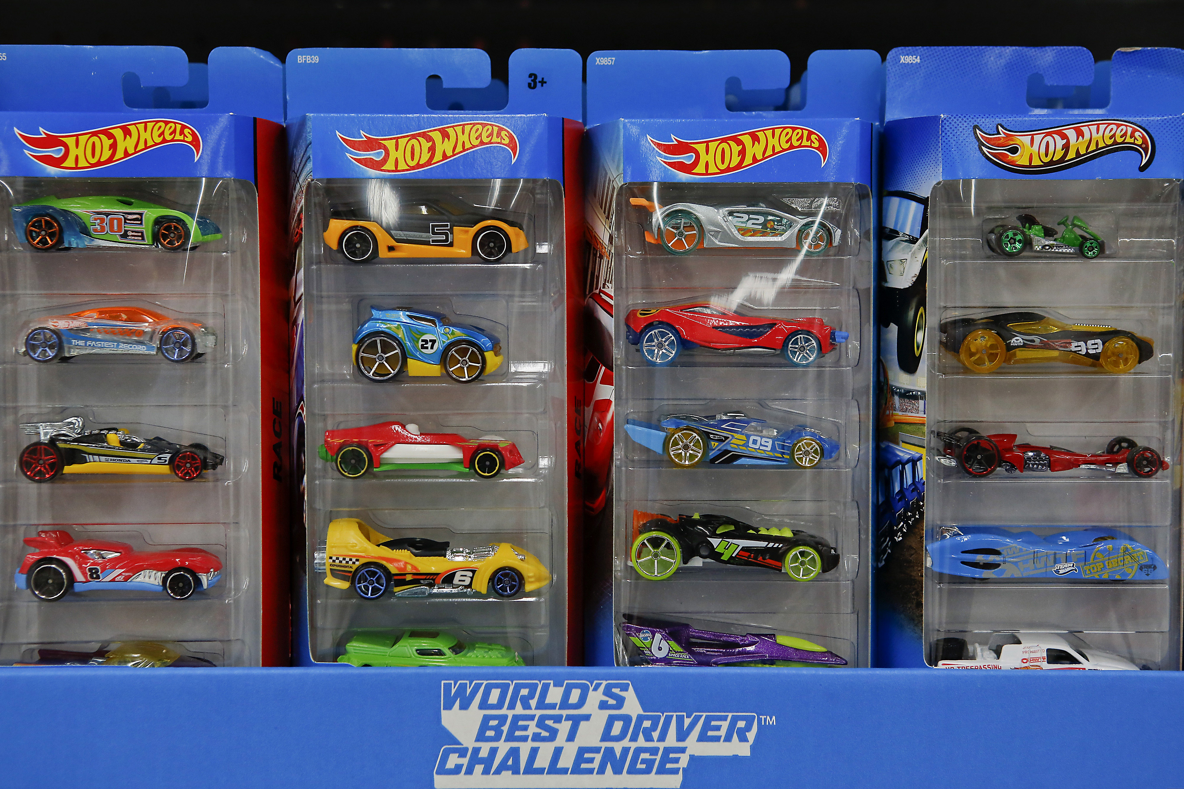 Mattel Inc. Hot Wheels cars are displayed for sale at a Wal-Mart Stores Inc. location ahead of Black Friday in Los Angeles, California, U.S., on Tuesday, Nov. 26, 2013.