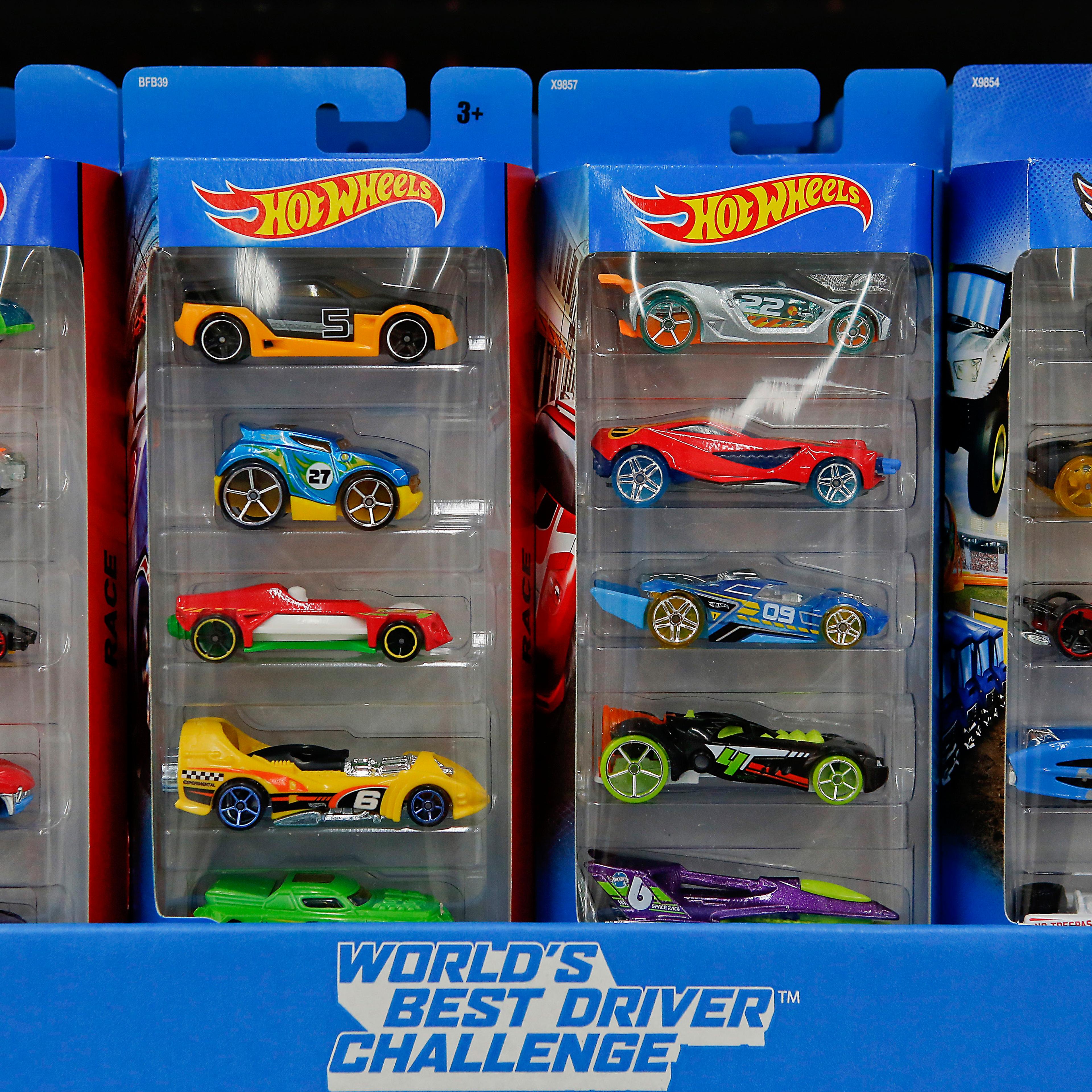 Mattel Inc. Hot Wheels cars are displayed for sale at a Wal-Mart Stores Inc. location ahead of Black Friday in Los Angeles, California, U.S., on Tuesday, Nov. 26, 2013.