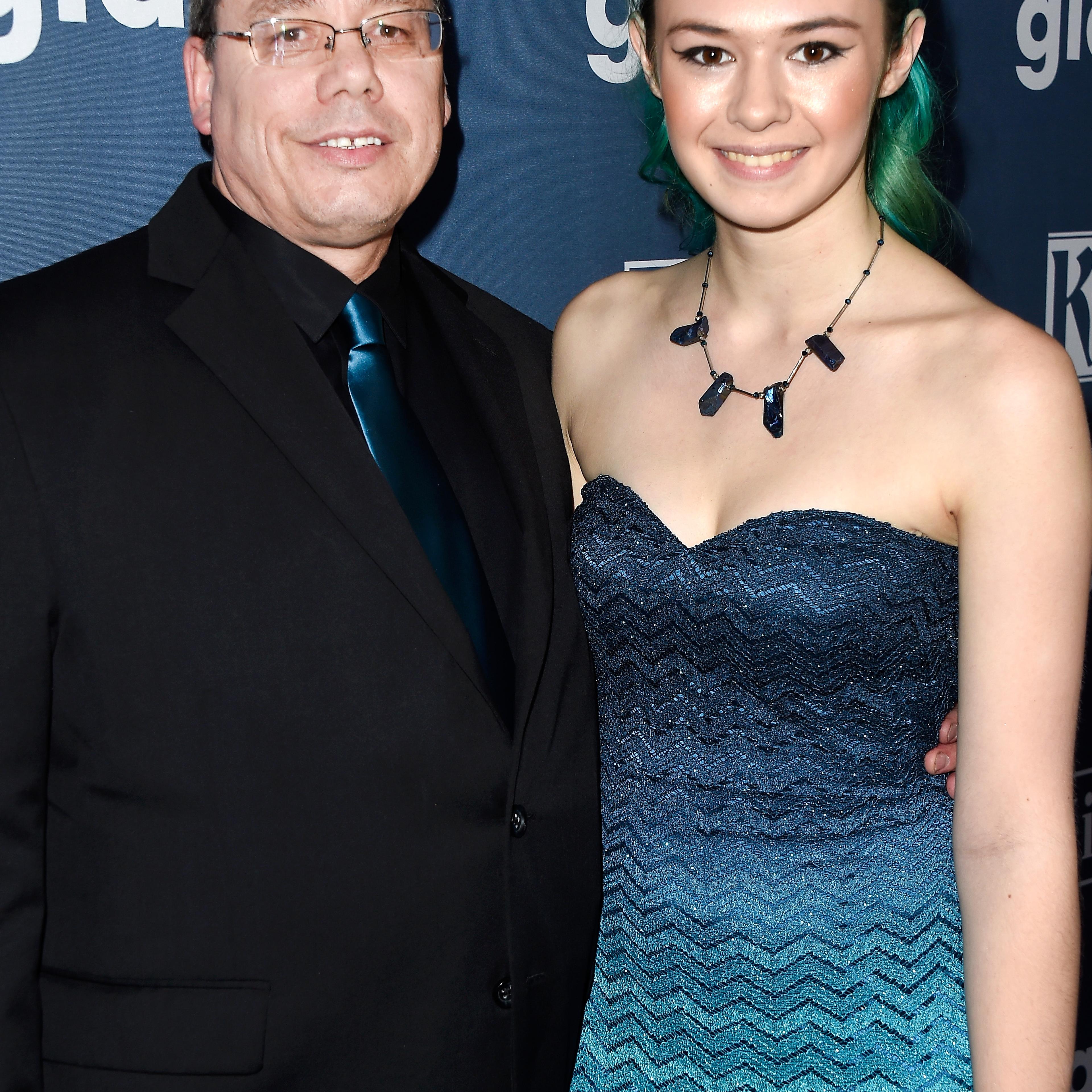 Actress Nicole Maines (R) and Wayne Maines attend the 27th Annual GLAAD Media Awards at the Beverly Hilton Hotel in Beverly Hills, Calif., on April 2, 2016.