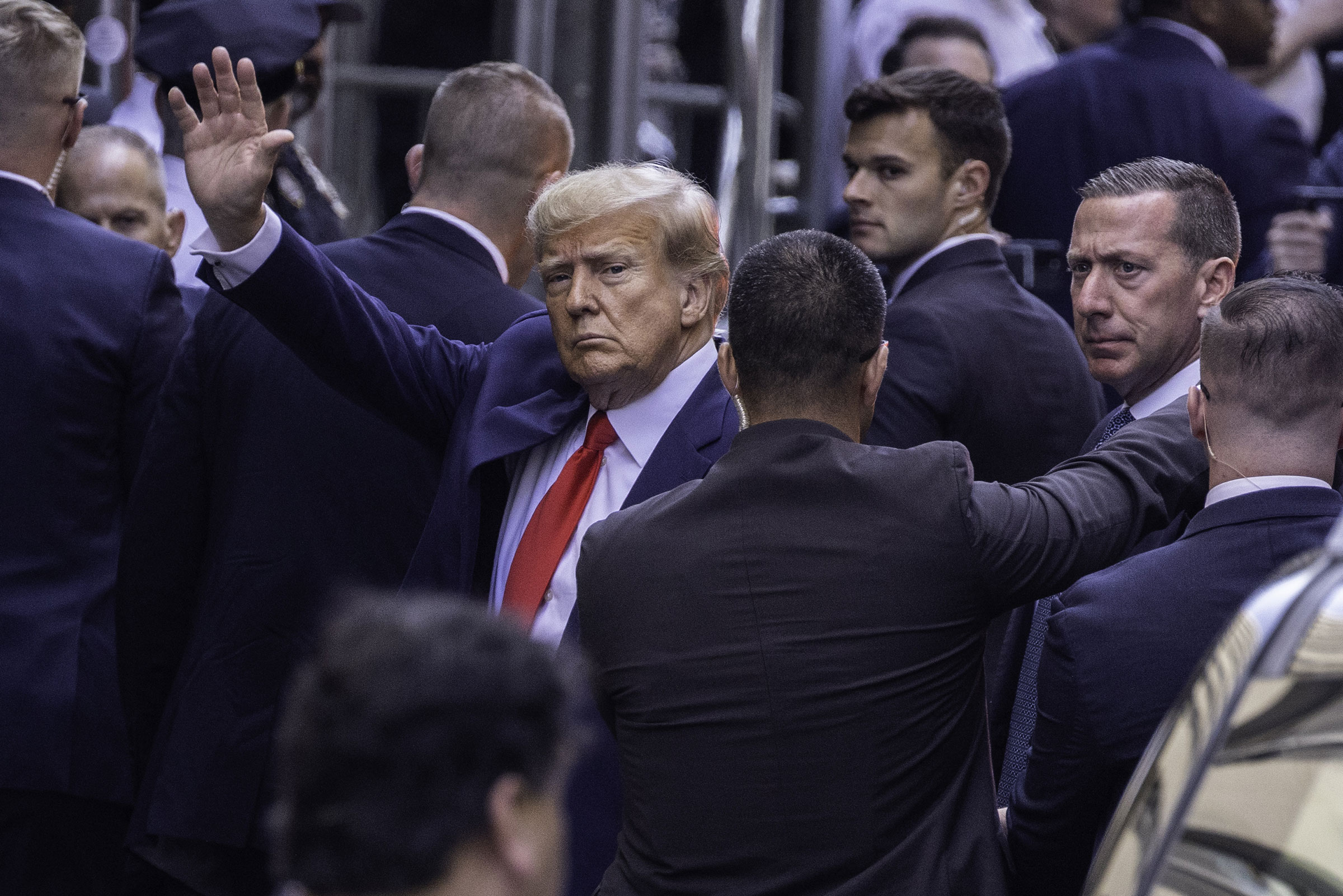 Former President Donald Trump arrives at criminal court in New York City on April 4, 2023.