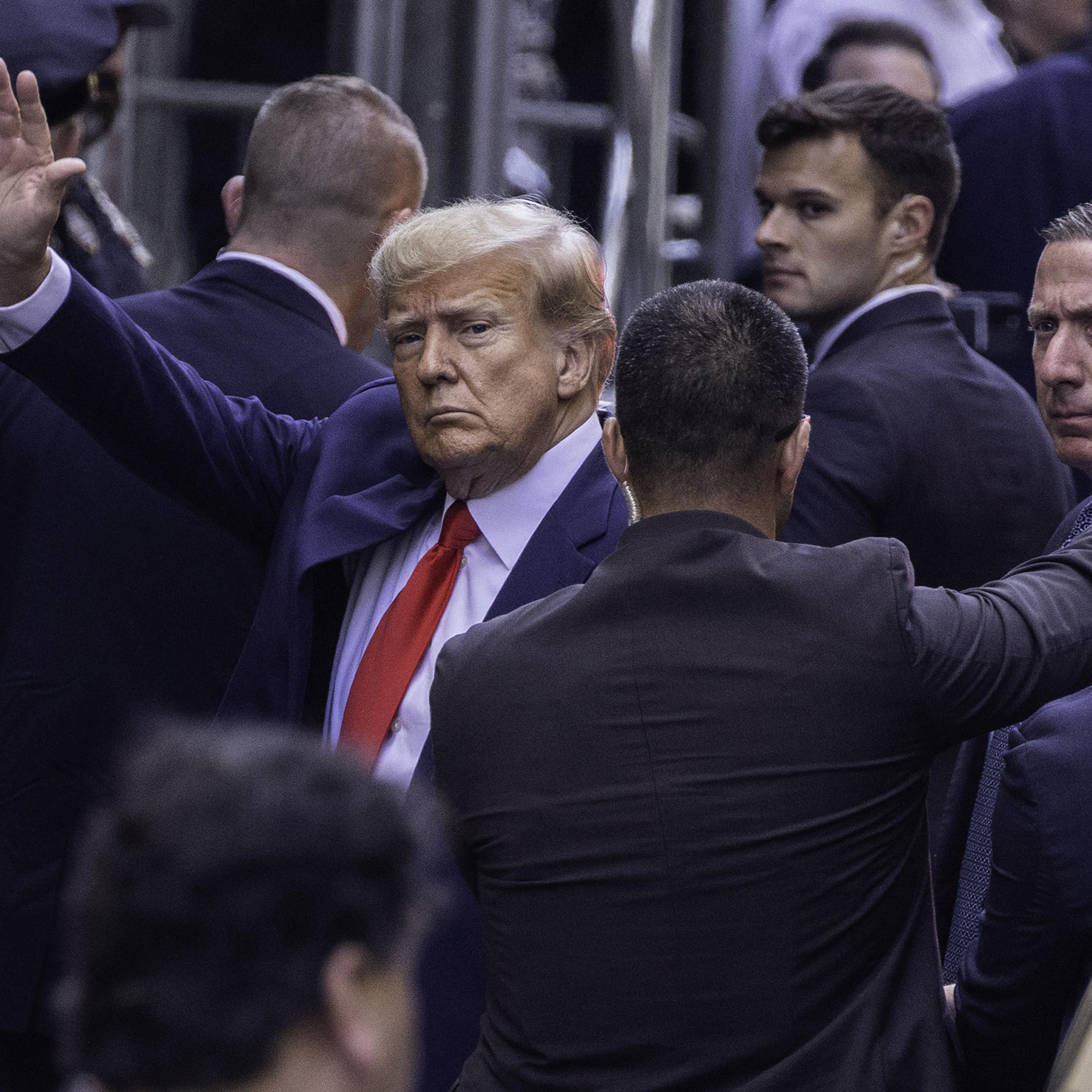 Former President Donald Trump arrives at criminal court in New York City on April 4, 2023.