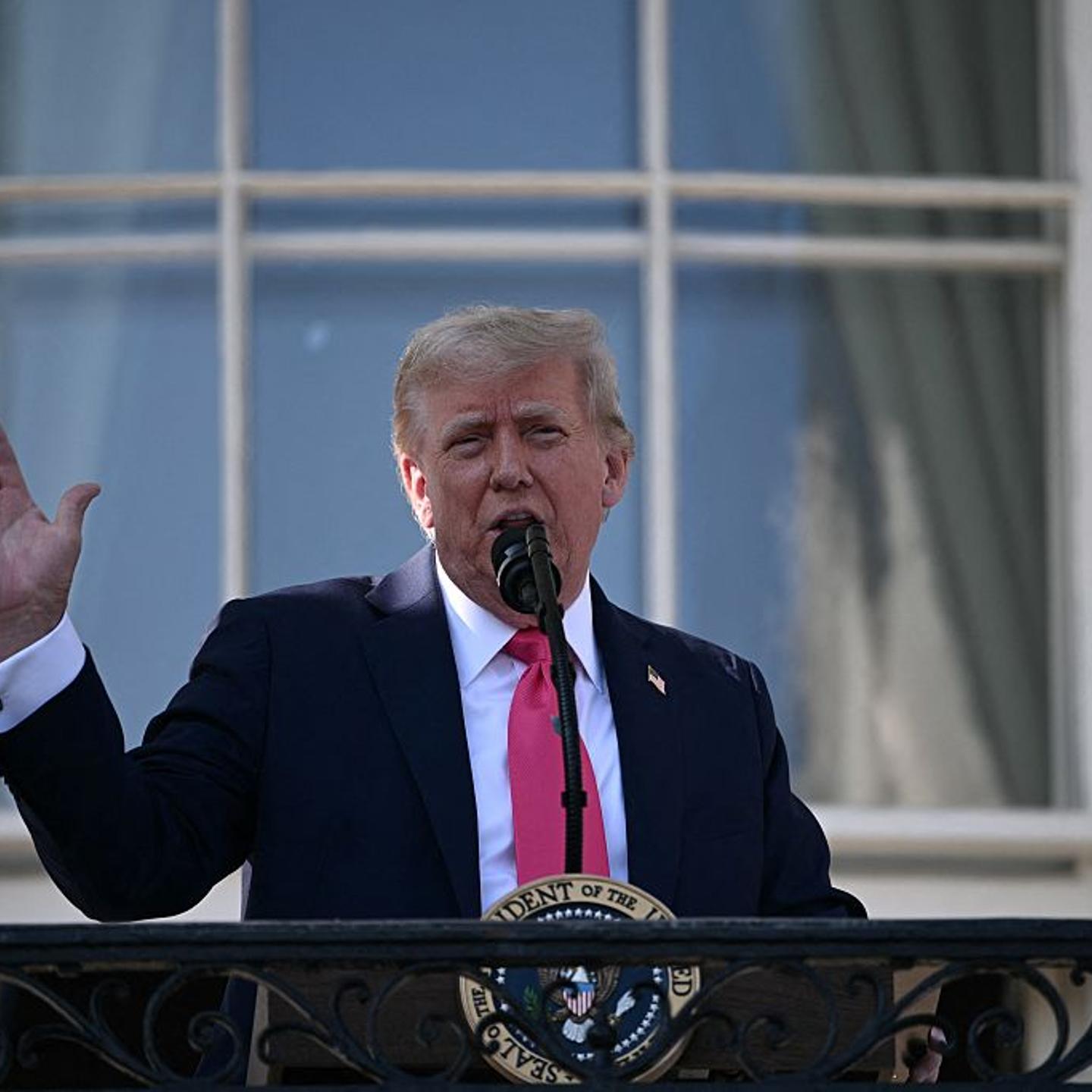 President Donald Trump speaks during the Military Family Picnic on the South Lawn of the White House in Washington, DC, on July 4, 2025.