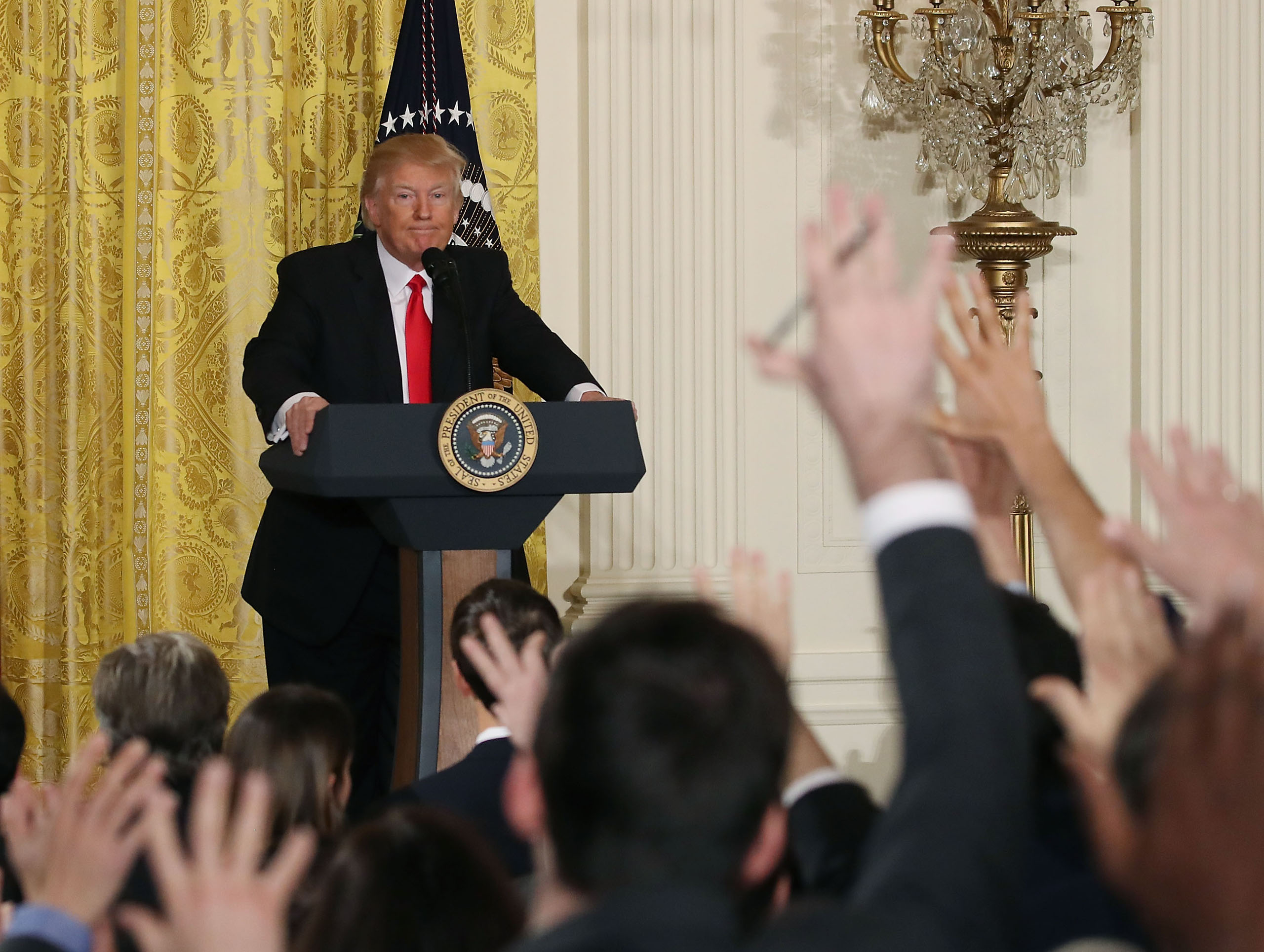 President Trump Holds News Conference In East Room Of White House