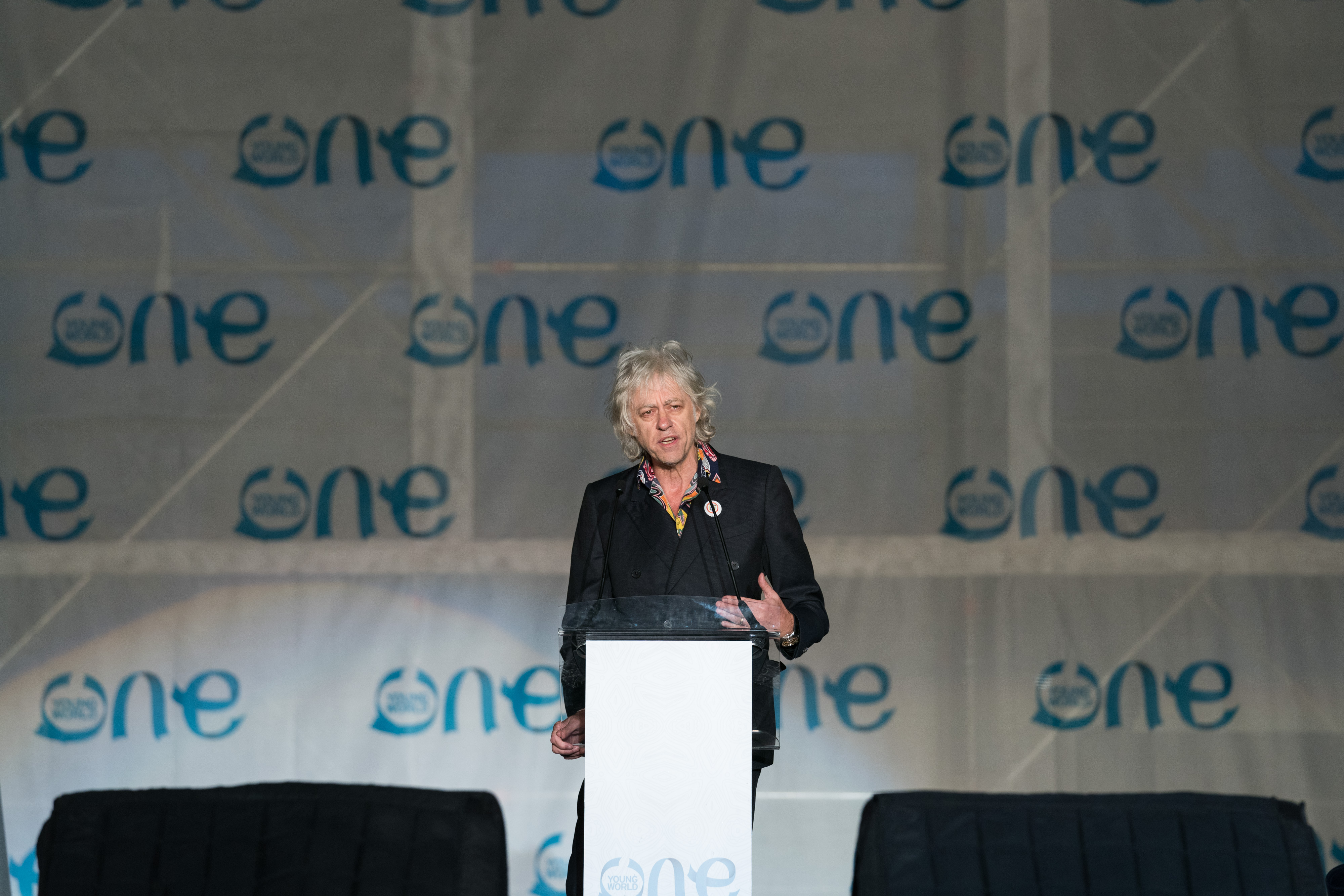 Bob Geldof speaks at the One Young World Summit in Bogota, Colombia in October 2017.