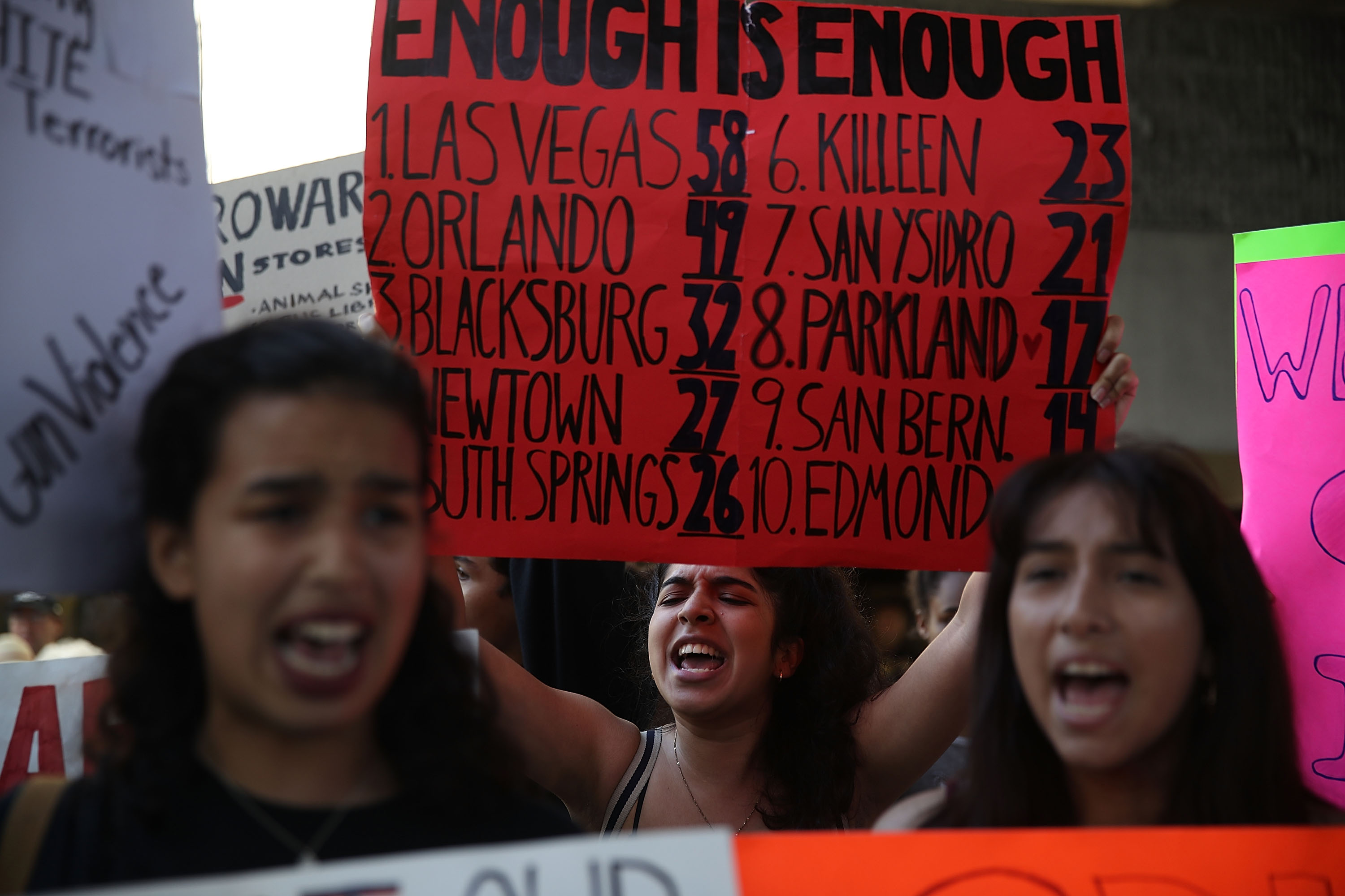 Protestors Rally For Gun Control At Broward Courthouse After FL School Shooting