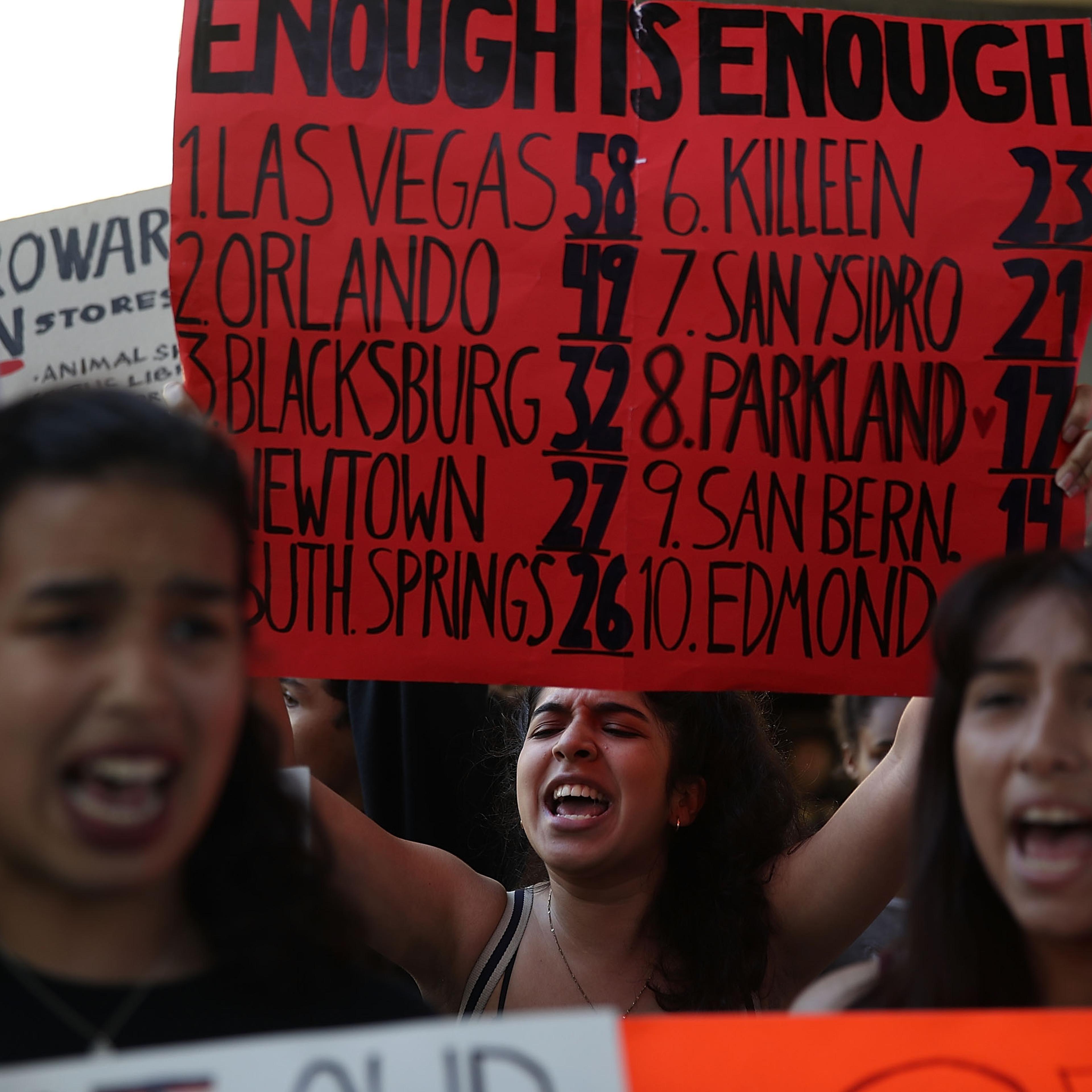 Protestors Rally For Gun Control At Broward Courthouse After FL School Shooting