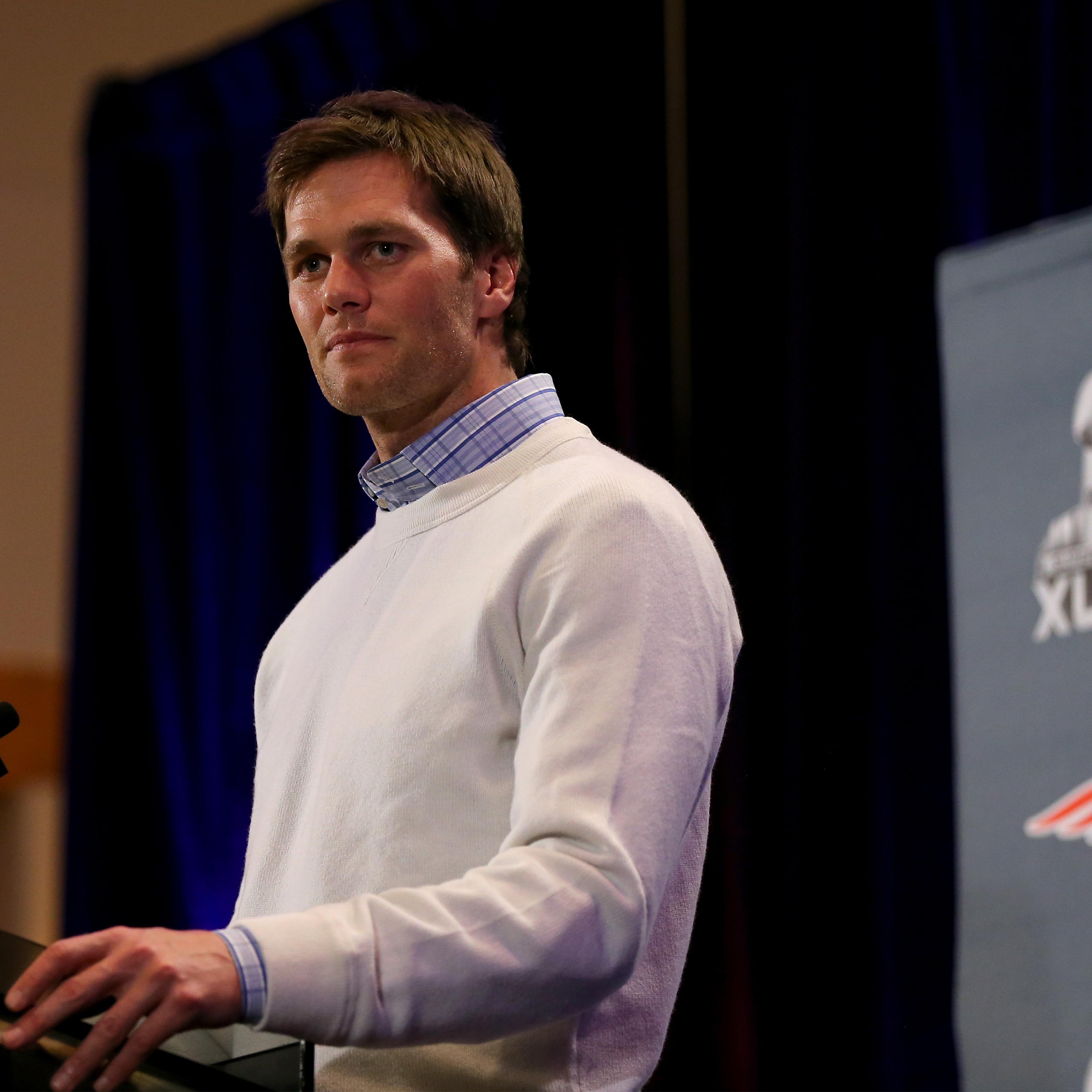 New England Patriots quarterback Tom Brady at the New England Patriots Media Availabiltiy on Jan. 26, 2015 in Chandler, Ariz.