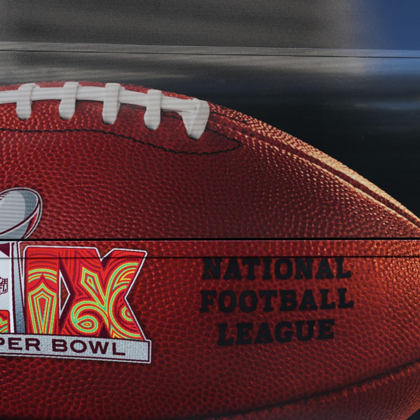 The Super Bowl LIX logo as part of a Verizon ad in New Orleans, La. on Dec. 1, 2024