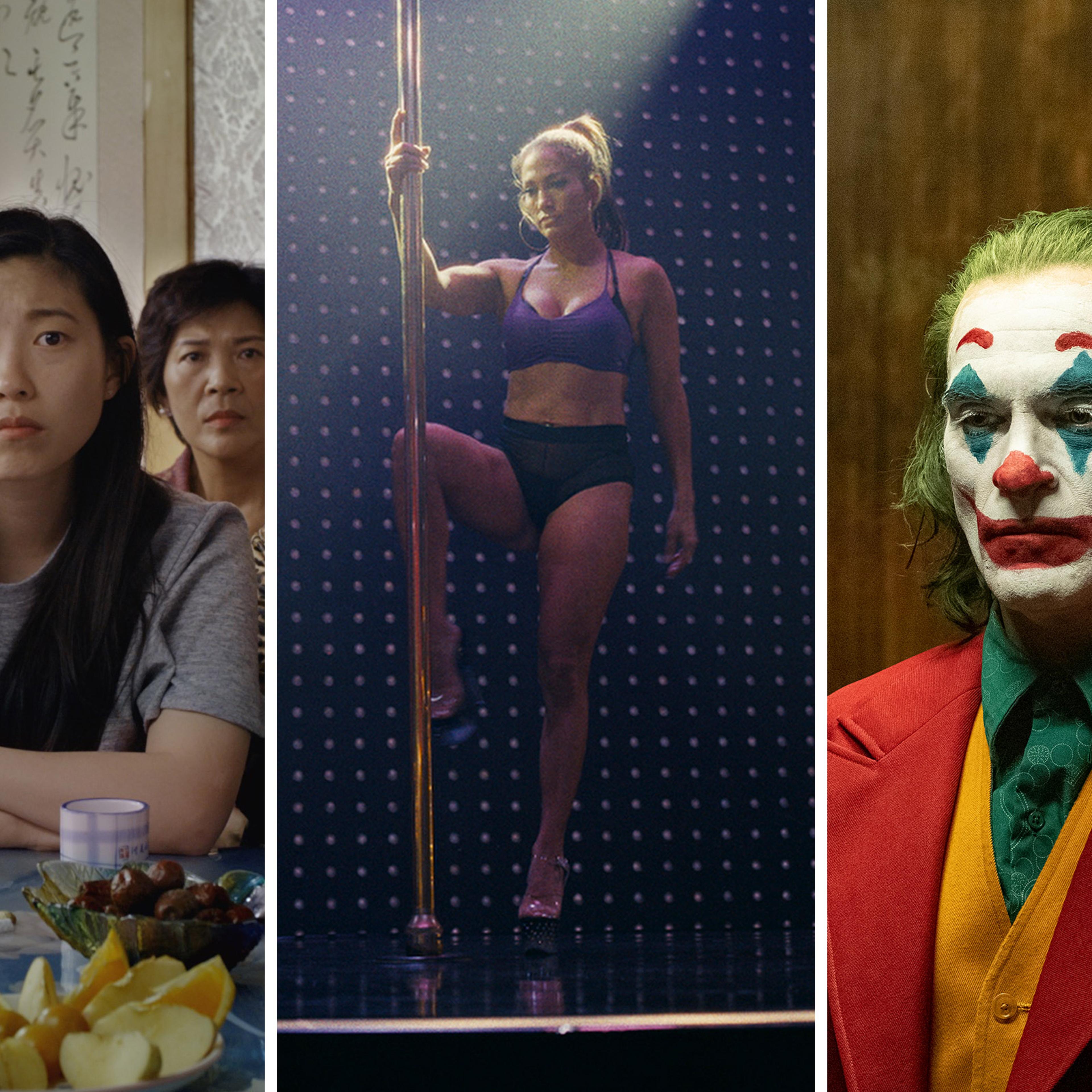 Awkwafina in The Farewell, Jennifer Lopez in Hustlers; Joaquin Phoenix in Joker