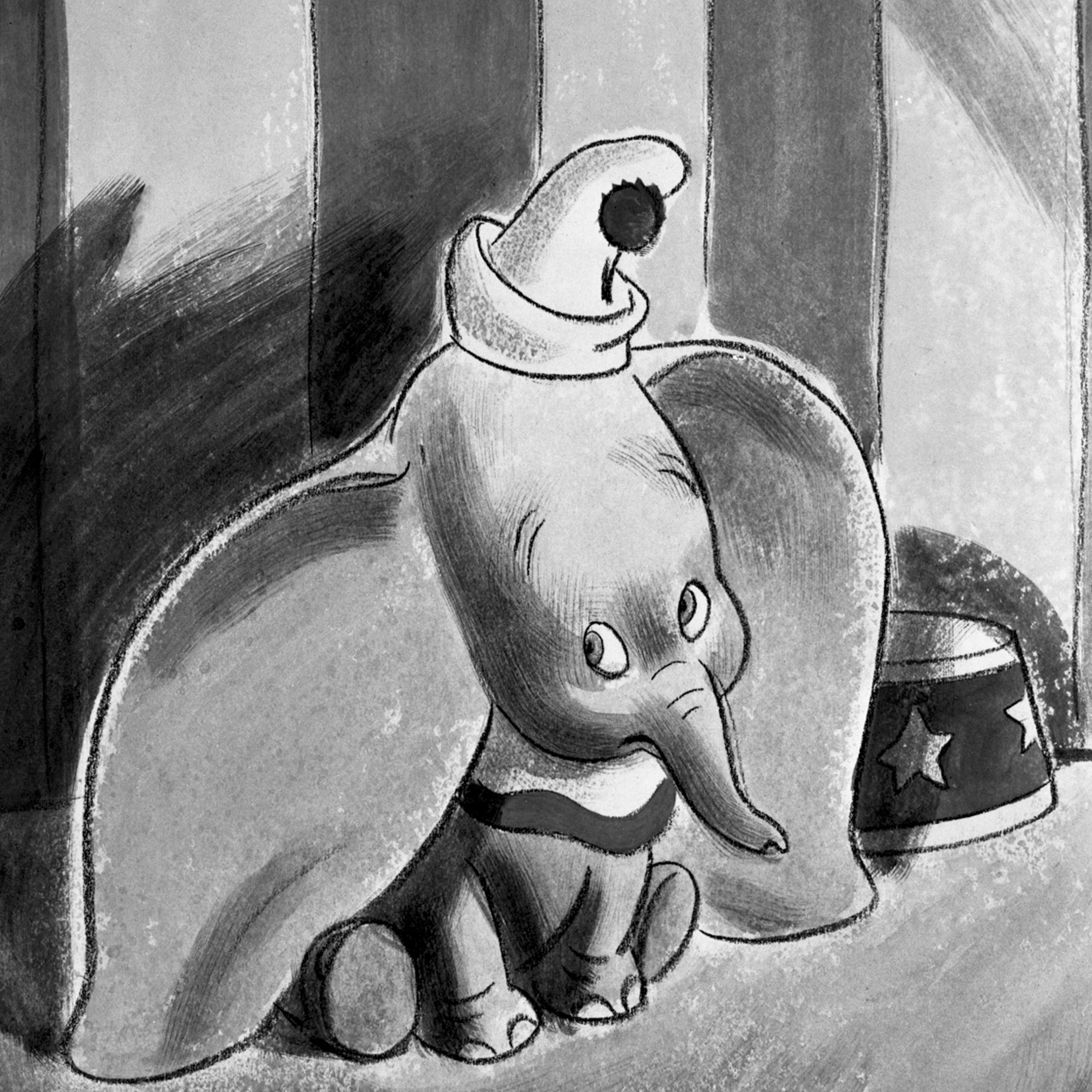 The sketch of Dumbo that almost ran on the cover of Time in 1941.