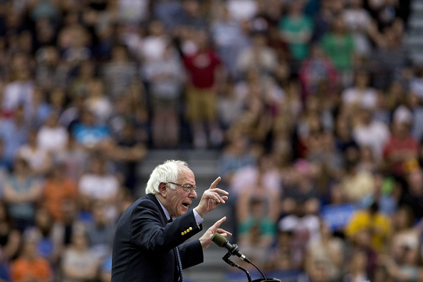 Senator Bernie Sanders, an independent from Vermont and 2016 Democratic presidential candidate, speaks during a campaign event at Penn State in University Park, Pennsylvania, U.S., on Tuesday, April 19, 2016.