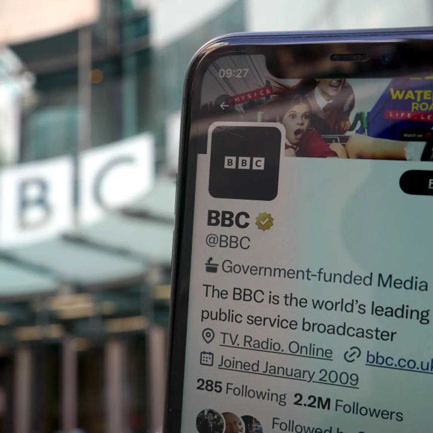A view of the Twitter page for the main @BBC account, as Twitter owner Elon Musk has said the social media site will update the BBC's "government-funded media" tag after the broadcaster objected to the label.
