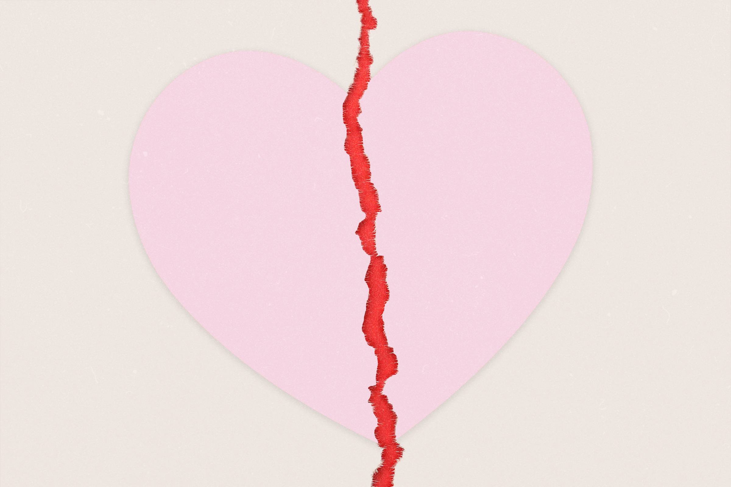 A ripped pink heart