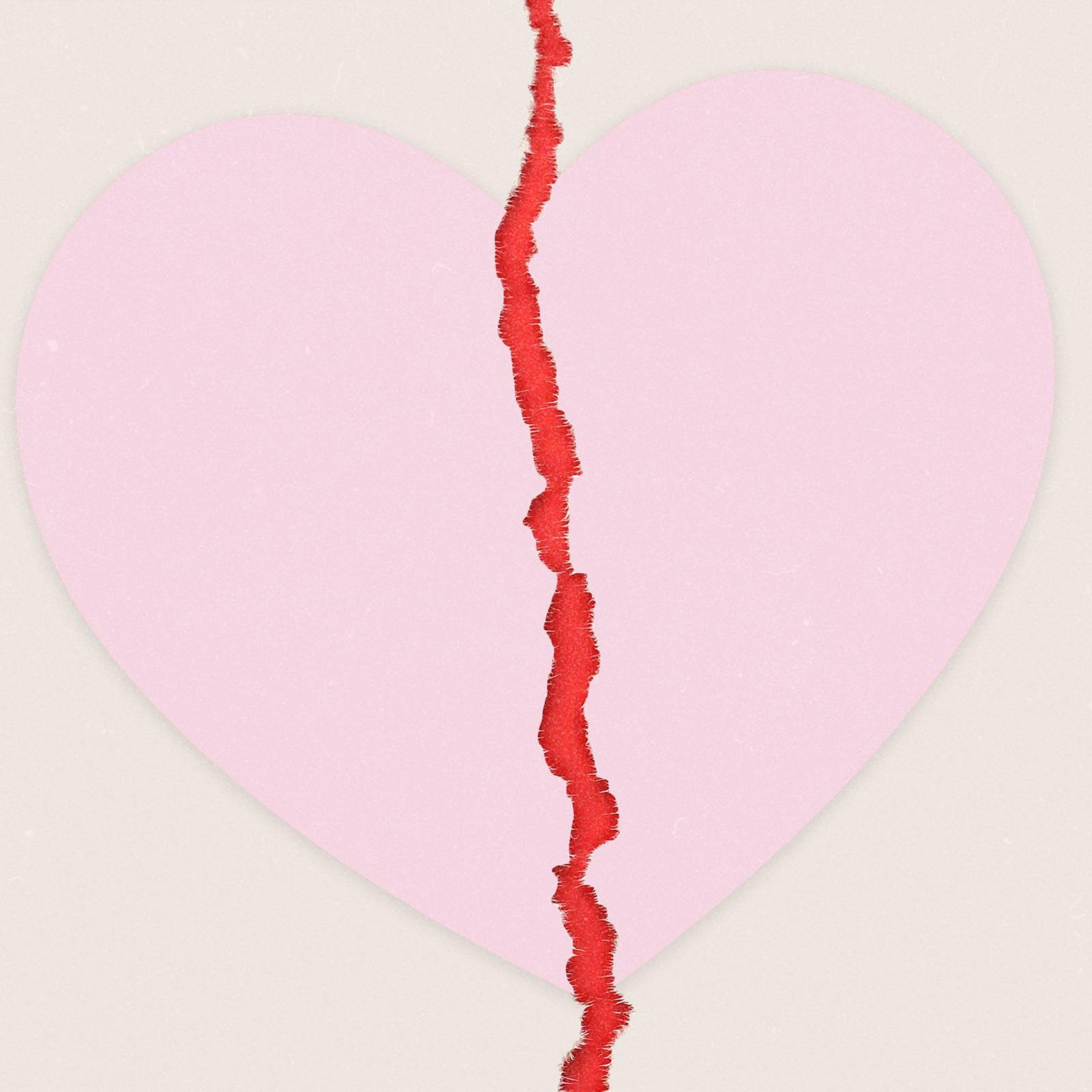 A ripped pink heart