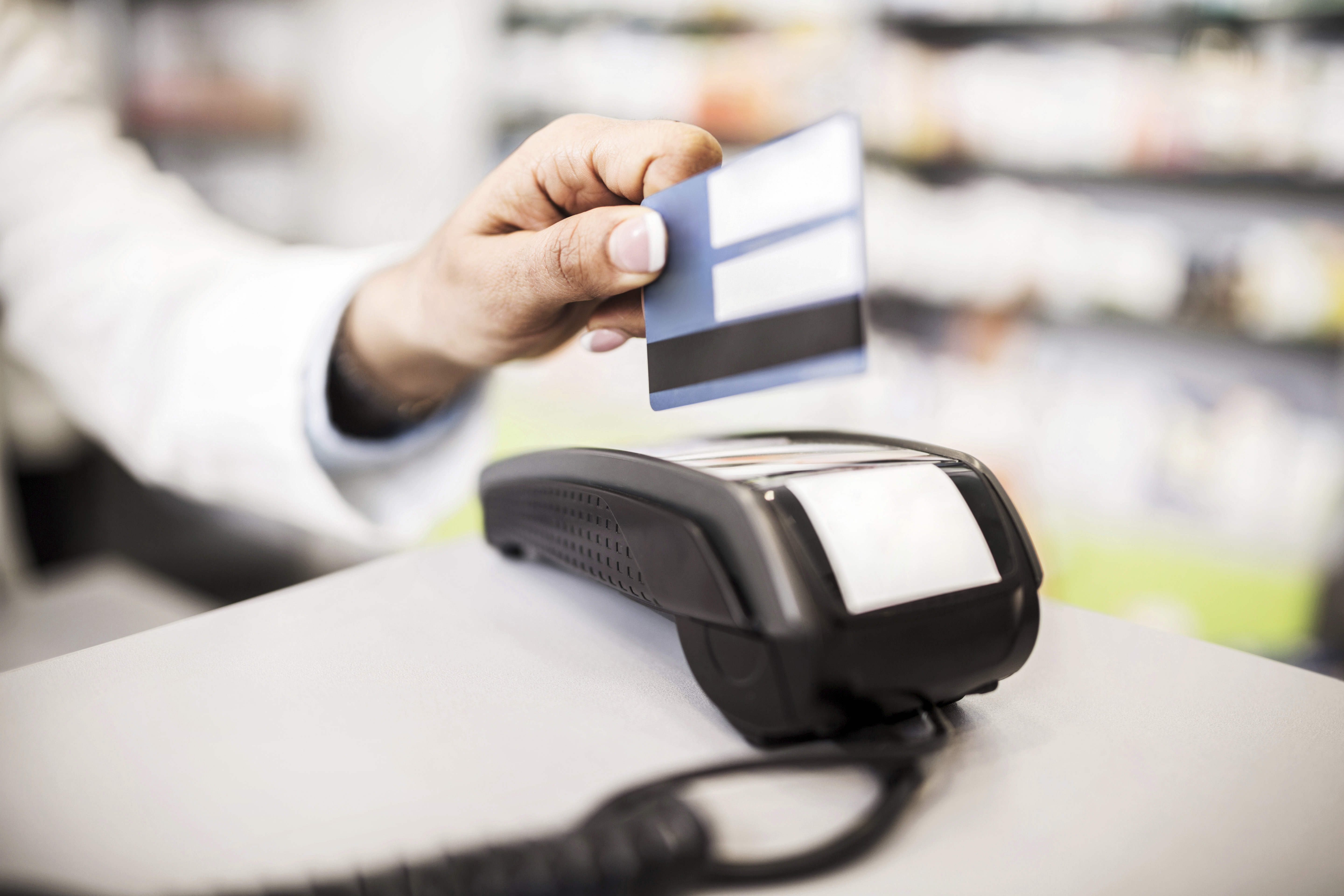 Credit card payment in pharmacy.