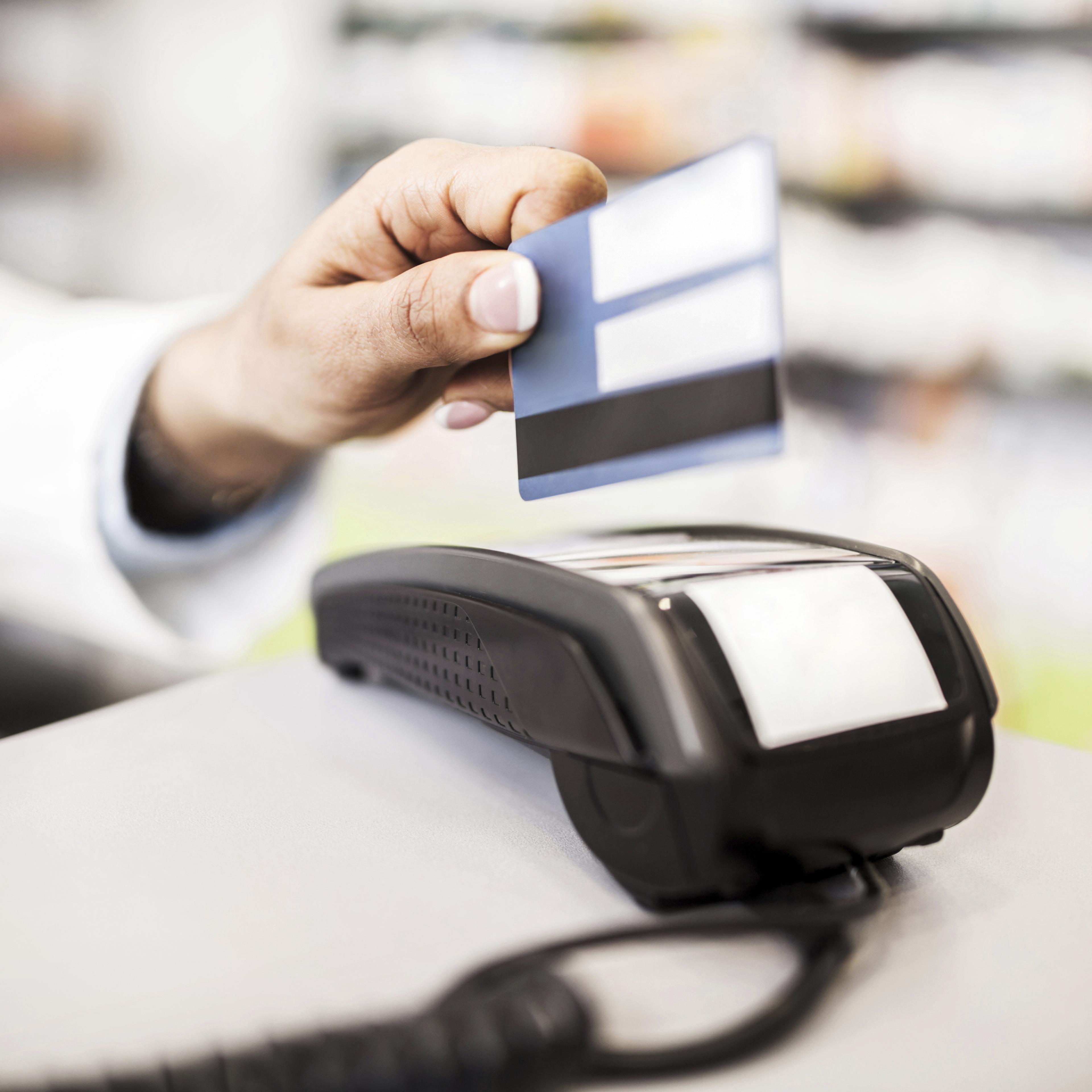 Credit card payment in pharmacy.