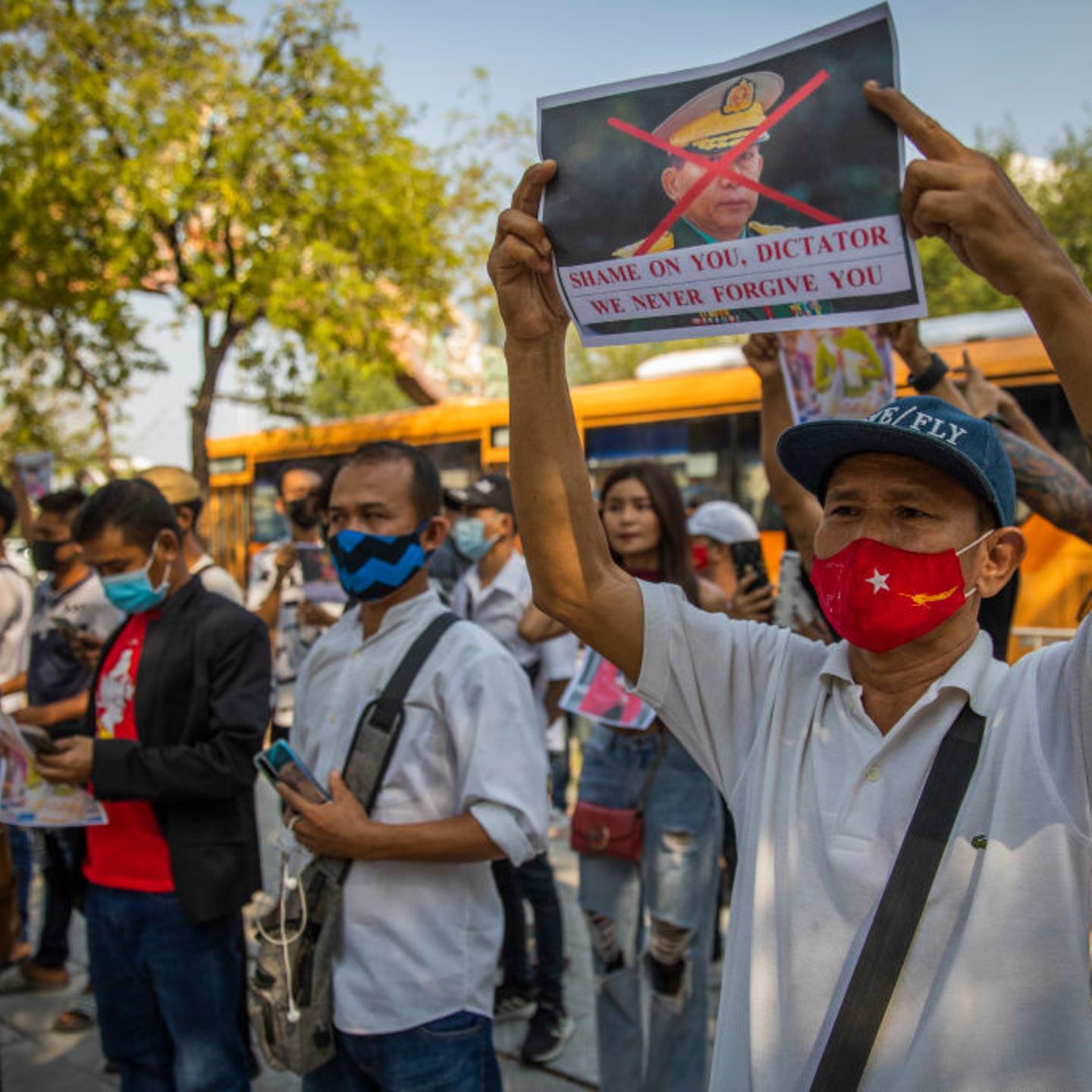 Myanmar Nationals Protest Outside UN Building