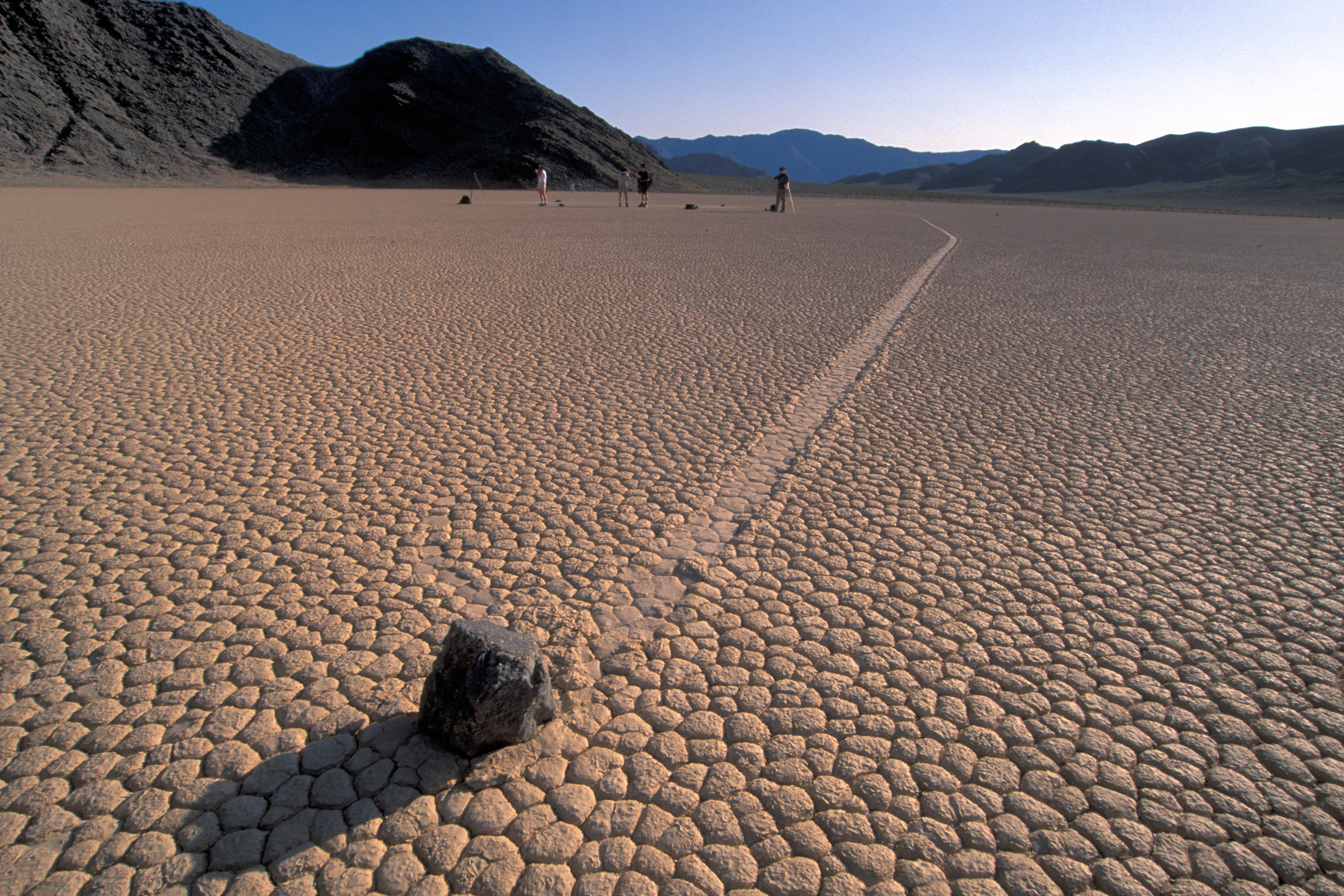 A sailing stone in Racetrack playa, Death Valley, CA.